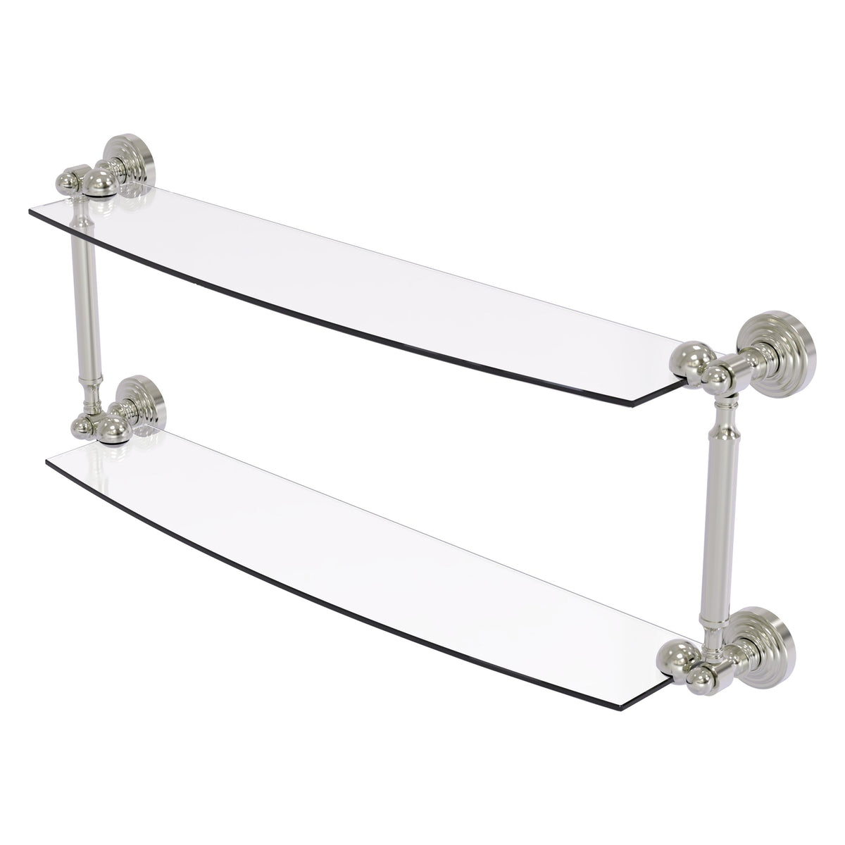 Allied Brass WP-34/24-SN Waverly Place 24" 2-Tiered Satin Nickel Glass Shelf