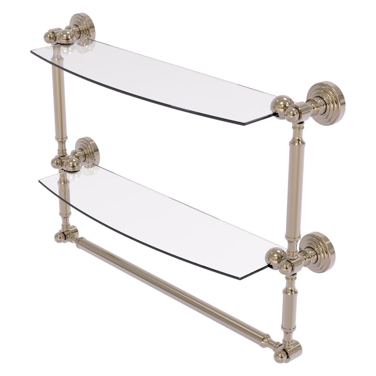 Allied Brass WP-34TB/18-PEW Waverly Place 18" 2-Tiered Antique Pewter Glass Shelf