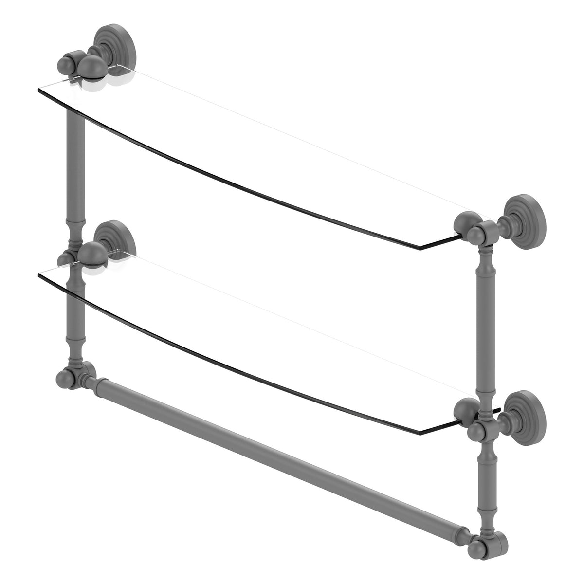 Allied Brass WP-34TB/24-GYM Waverly Place 24" 2-Tiered Matte Gray Glass Shelf
