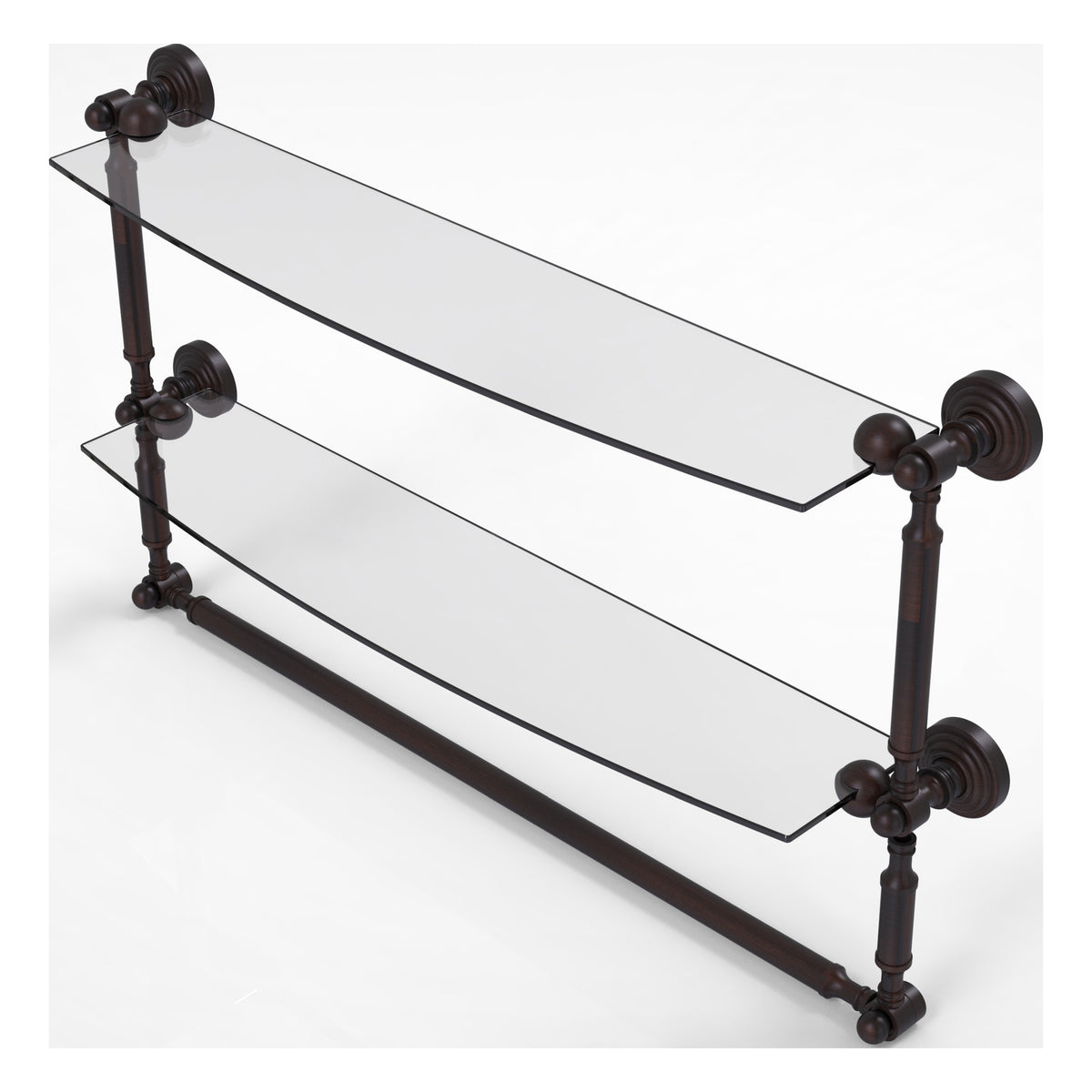 Allied Brass WP-34TB/24-VB Waverly Place 24" 2-Tiered Venetian Bronze Glass Shelf