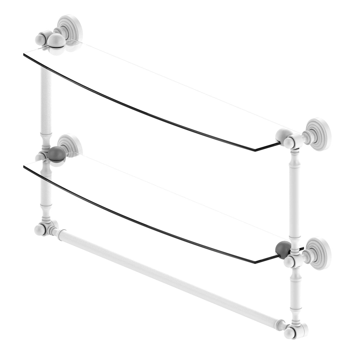 Allied Brass WP-34TB/24-WHM Waverly Place 24" 2-Tiered Matte White Glass Shelf