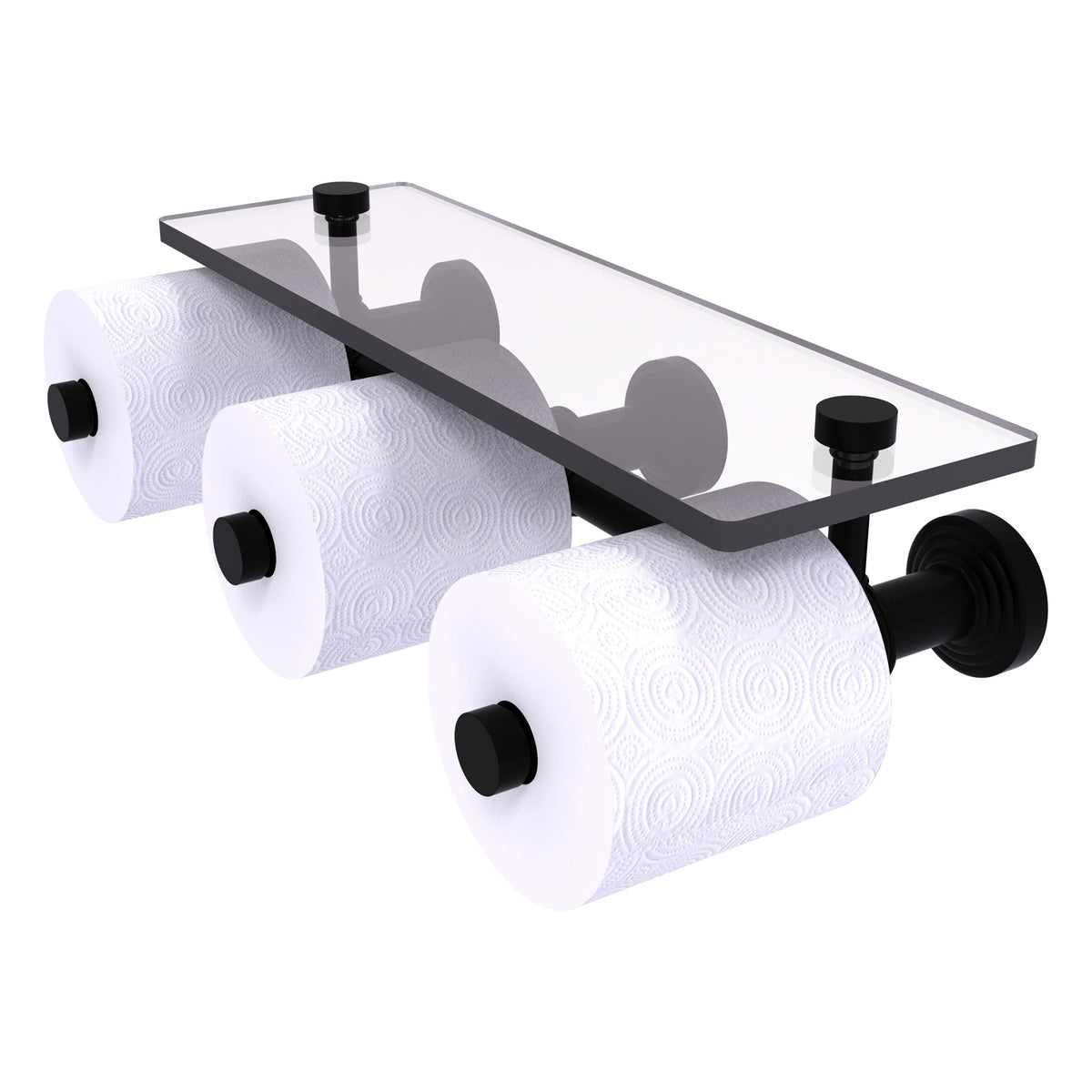 Allied Brass WP-35-3S-BKM Waverly Place 3-Roll Matte Black Horizontal Reserve Toilet Tissue Holder