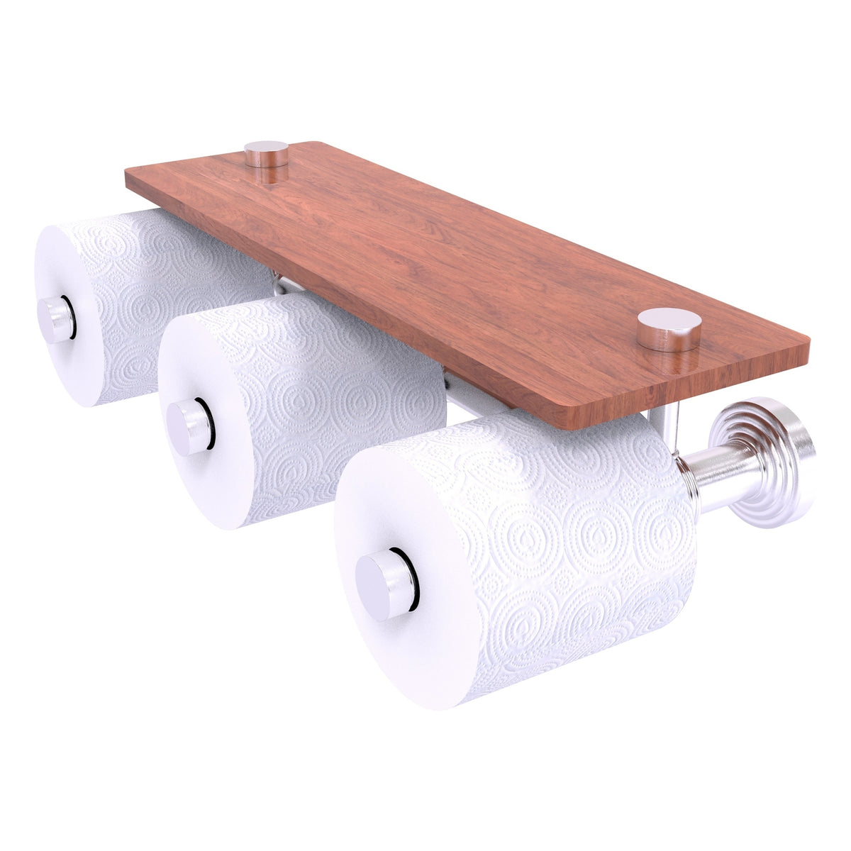 Allied Brass WP-35-3S-IRW-SCH Waverly Place 3-Roll Satin Chrome Horizontal Reserve Toilet Tissue Holder