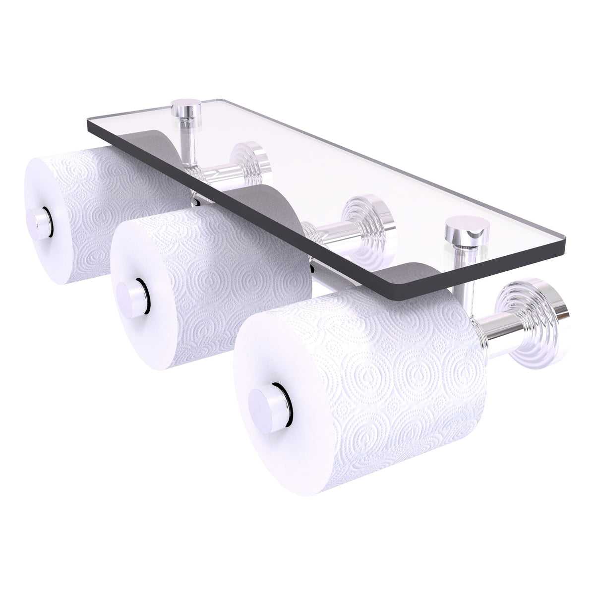 Allied Brass WP-35-3S-PC Waverly Place 3-Roll Polished Chrome Horizontal Reserve Toilet Tissue Holder