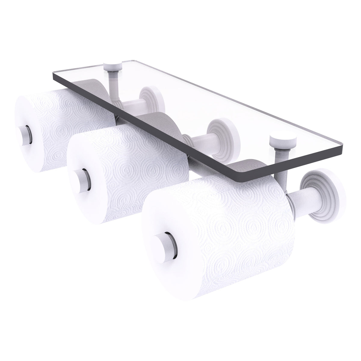 Allied Brass WP-35-3S-WHM Waverly Place 3-Roll Matte White Horizontal Reserve Toilet Tissue Holder