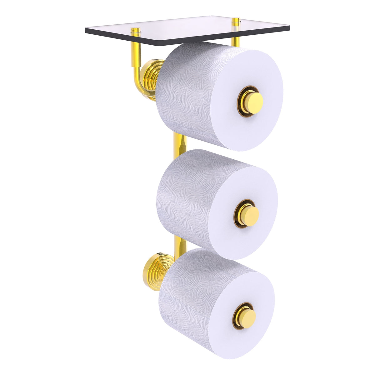 Allied Brass WP-35-3VS-PB Waverly Place 3-Roll Polished Brass Toilet Tissue Holder