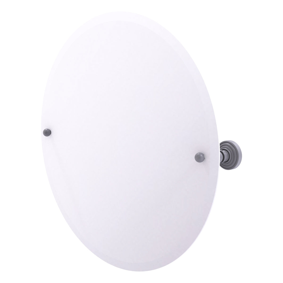 Allied Brass WP-90-GYM Waverly Place Matte Gray Frameless Round Tilt Wall Mirror