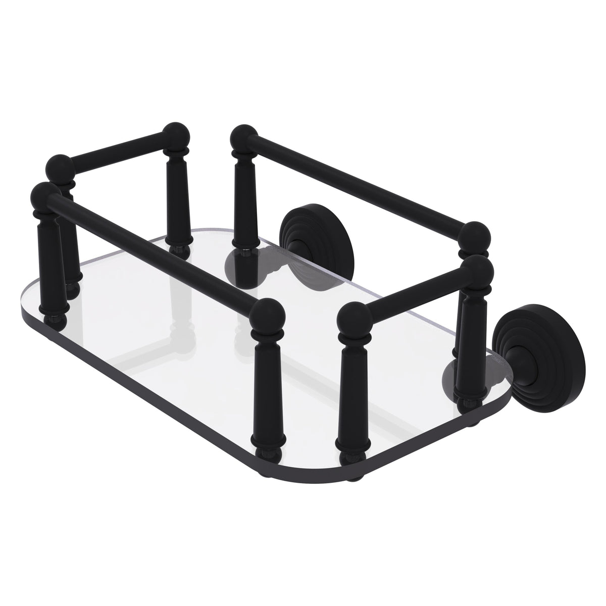 Allied Brass WP-GT-5-BKM Waverly Place Matte Black Wall-Mounted Glass Guest Towel Tray