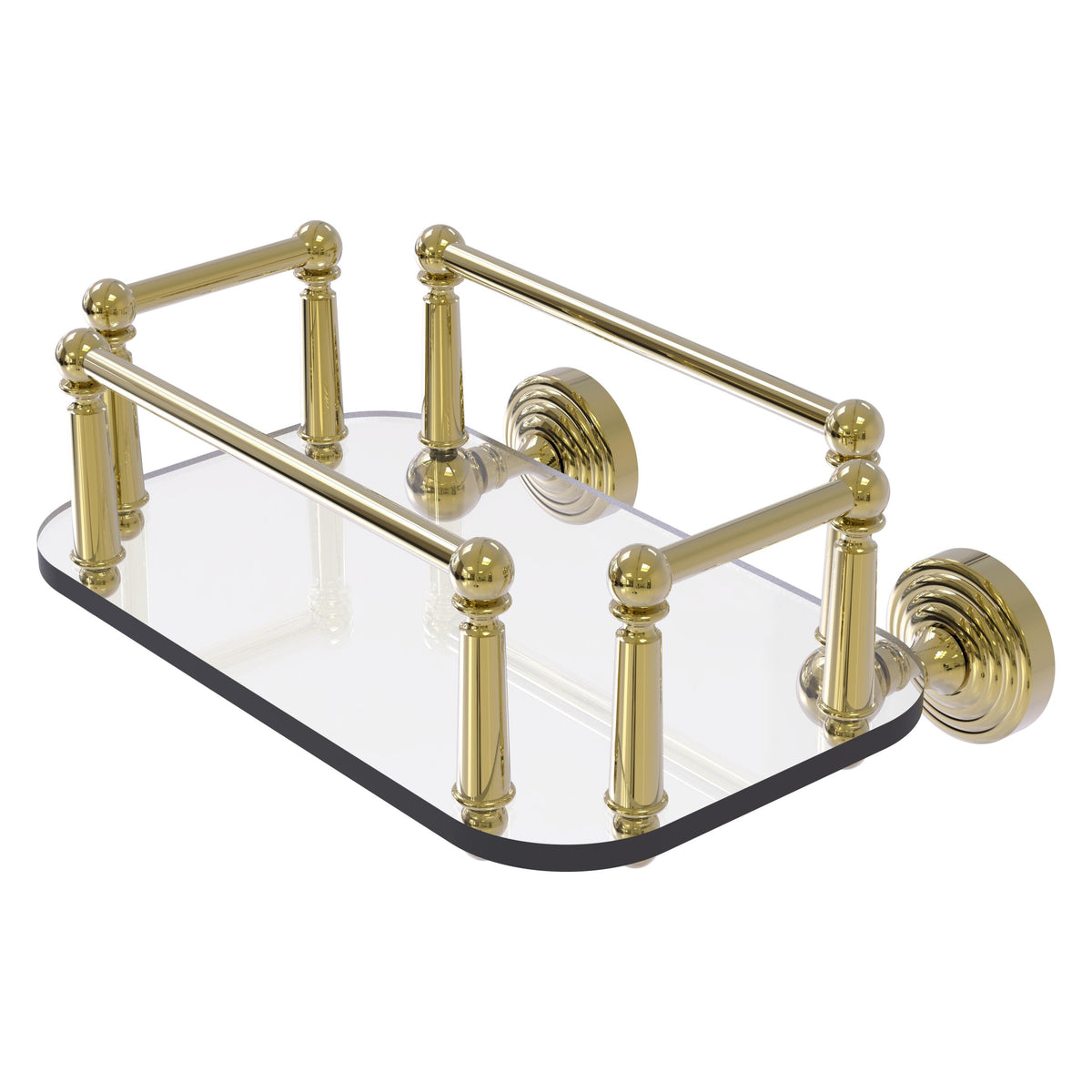 Allied Brass WP-GT-5-UNL Waverly Place Unlacquered Brass Wall-Mounted Glass Guest Towel Tray
