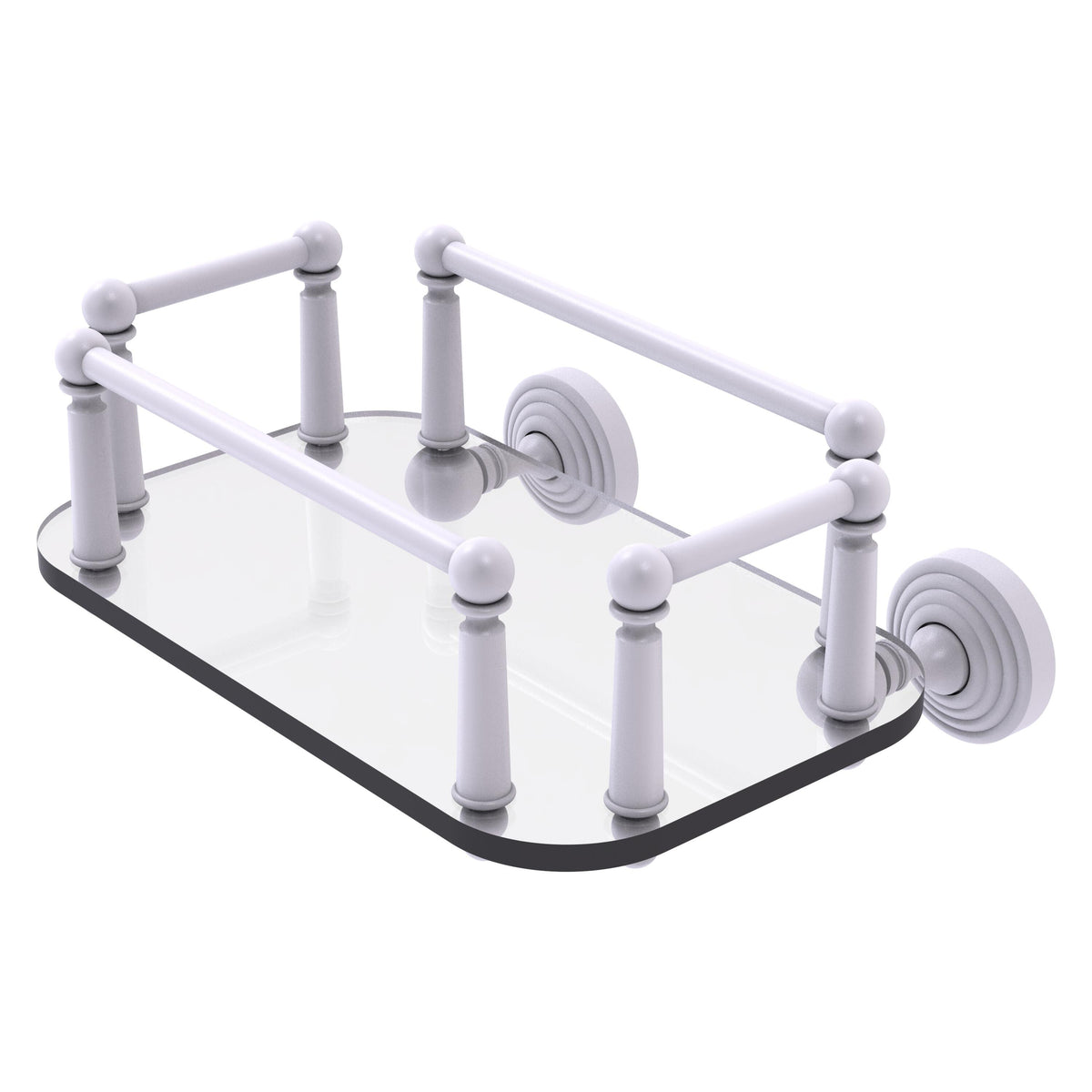 Allied Brass WP-GT-5-WHM Waverly Place Matte White Wall-Mounted Glass Guest Towel Tray