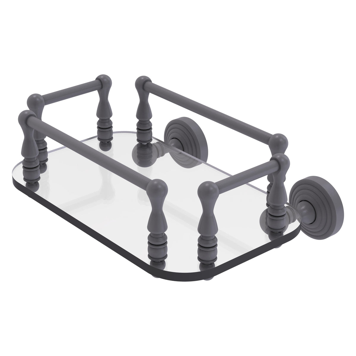Allied Brass WP-GT-6-GYM Waverly Place Matte Gray Wall-Mounted Glass Guest Towel Tray