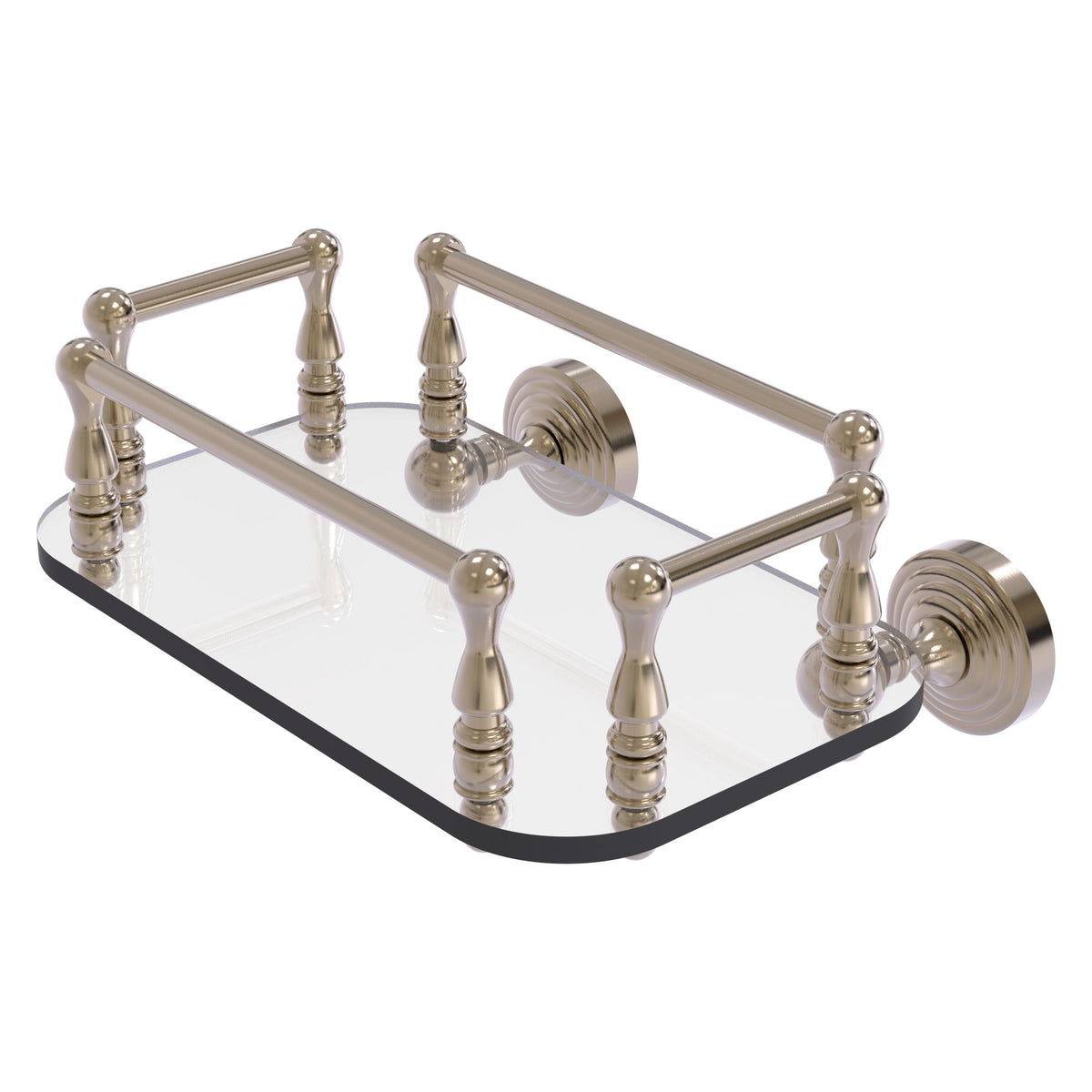 Allied Brass WP-GT-6-PEW Waverly Place Antique Pewter Wall-Mounted Glass Guest Towel Tray