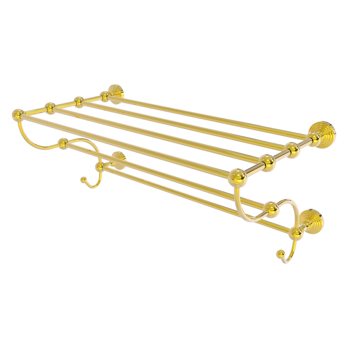 Allied Brass WP-HTL/24-5-PB Waverly Place 24" Polished Brass Train Rack Towel Shelf