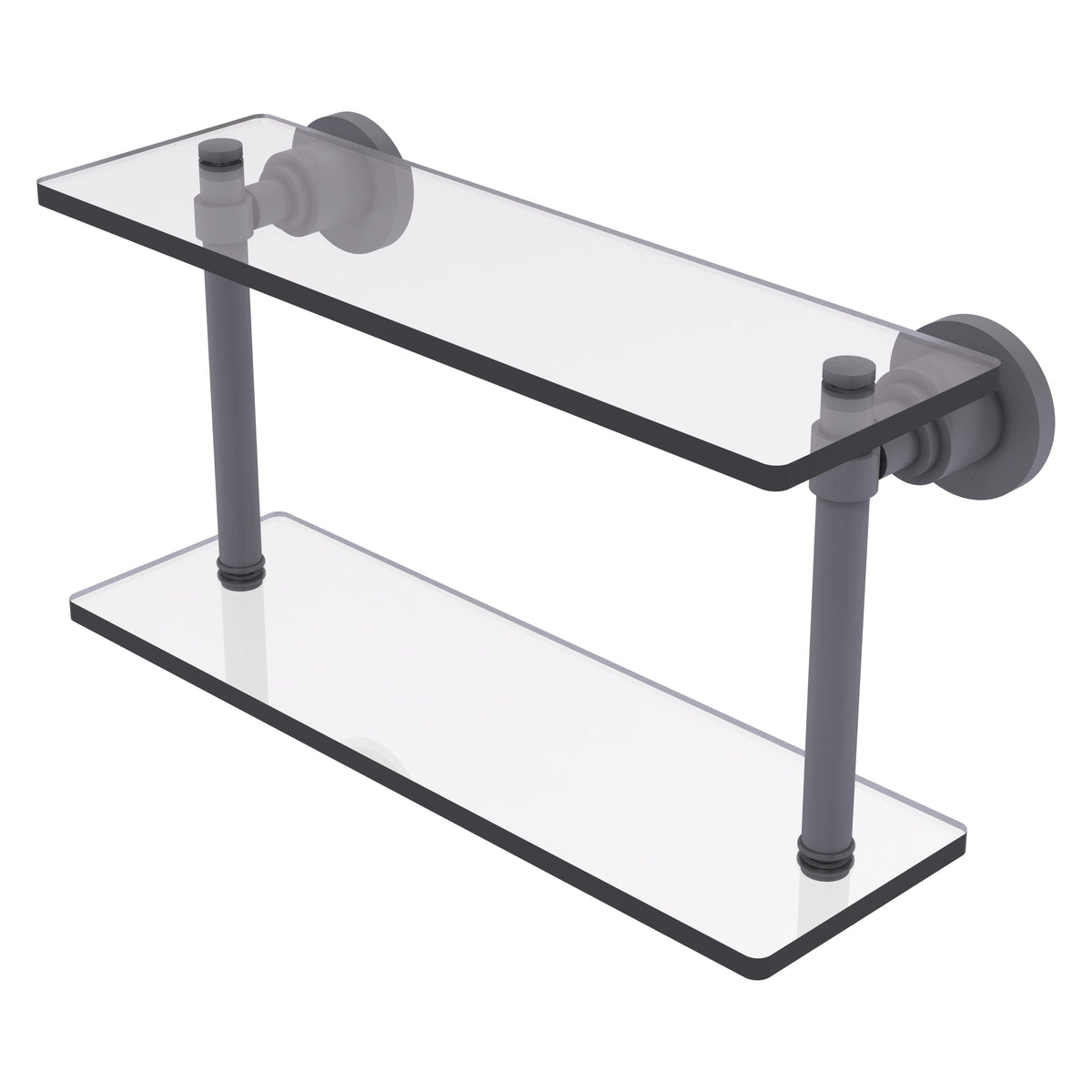 Allied Brass WS-2/16-GYM Washington Square 16" 2-Tierred Matte Gray Glass Shelf