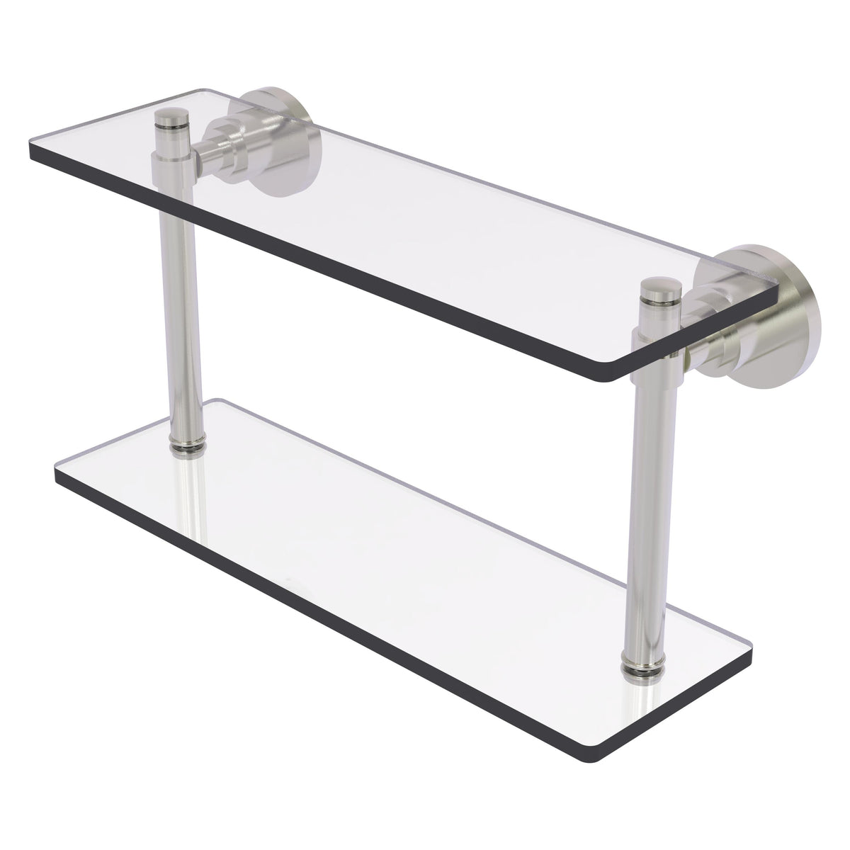 Allied Brass WS-2/16-SN Washington Square 16" 2-Tierred Satin Nickel Glass Shelf