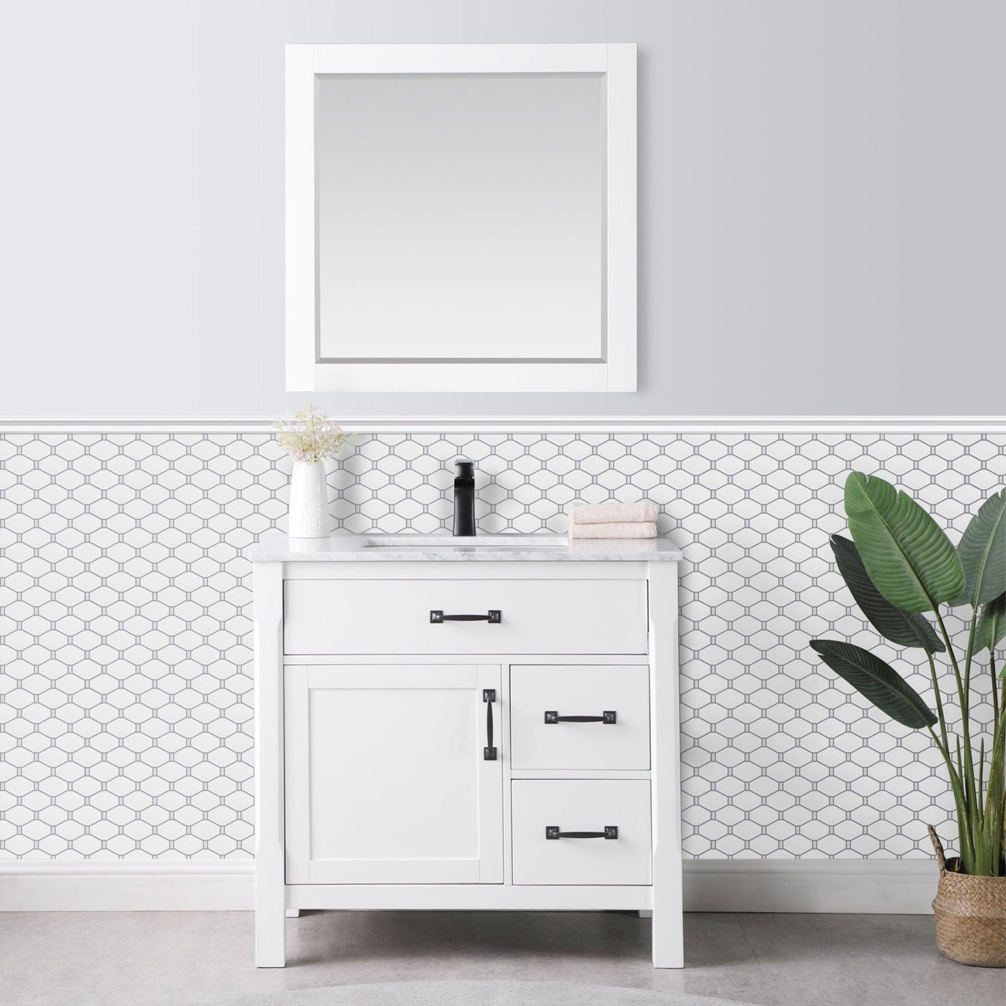 Altair Badajoz 11 pcs. Diamond White Glass Mosaic Floor and Wall Tile