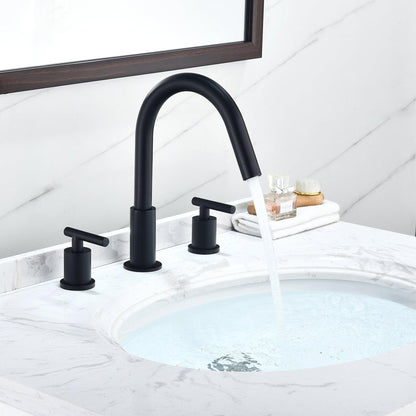 Altair Balen 8" Widespread 2-Handle Matte Black High-Arc Sink Faucet