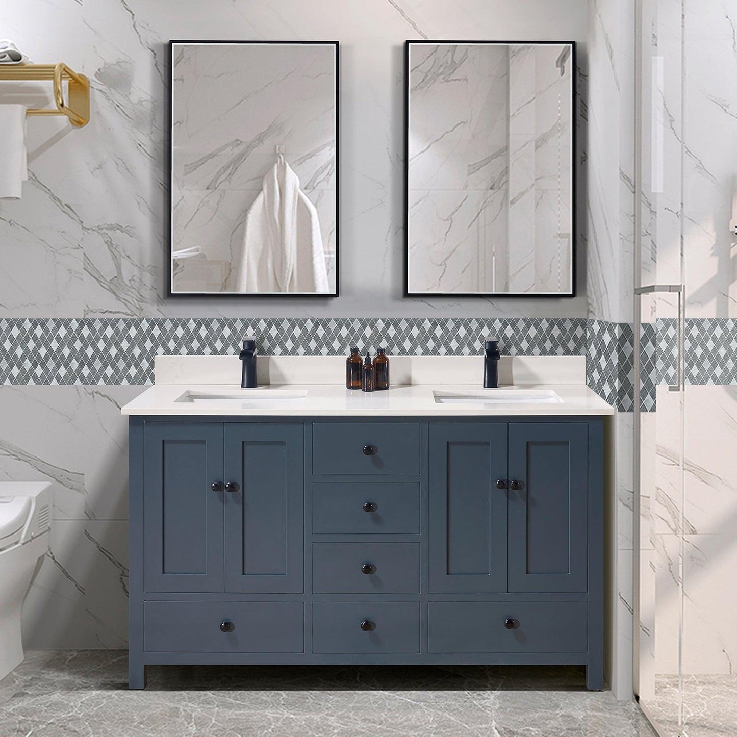 Altair Ballagh 15 pcs. Diamond Black Glass Mosaic Wall Tile