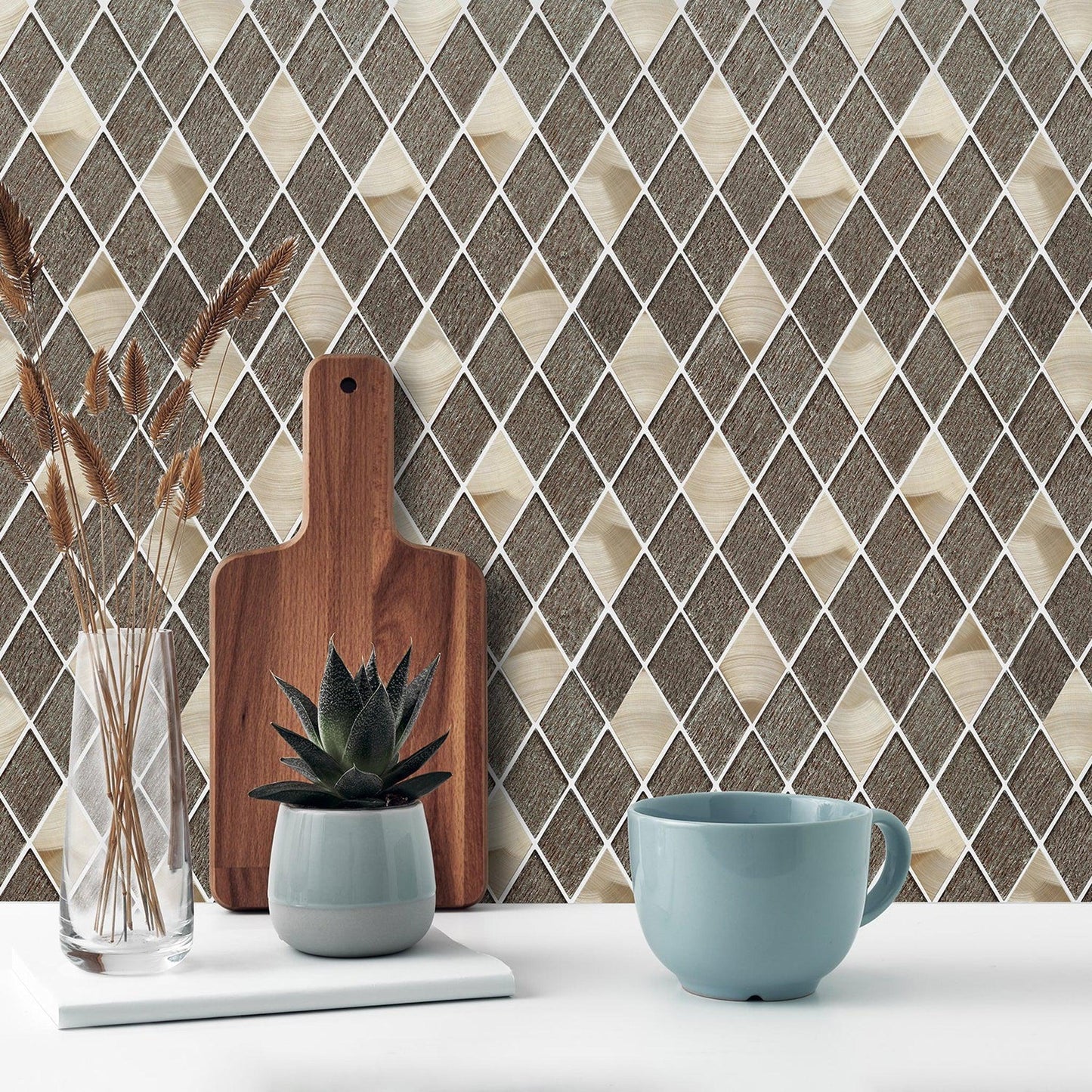 Altair Ballagh 15 pcs. Diamond Brown Glass Mosaic Wall Tile