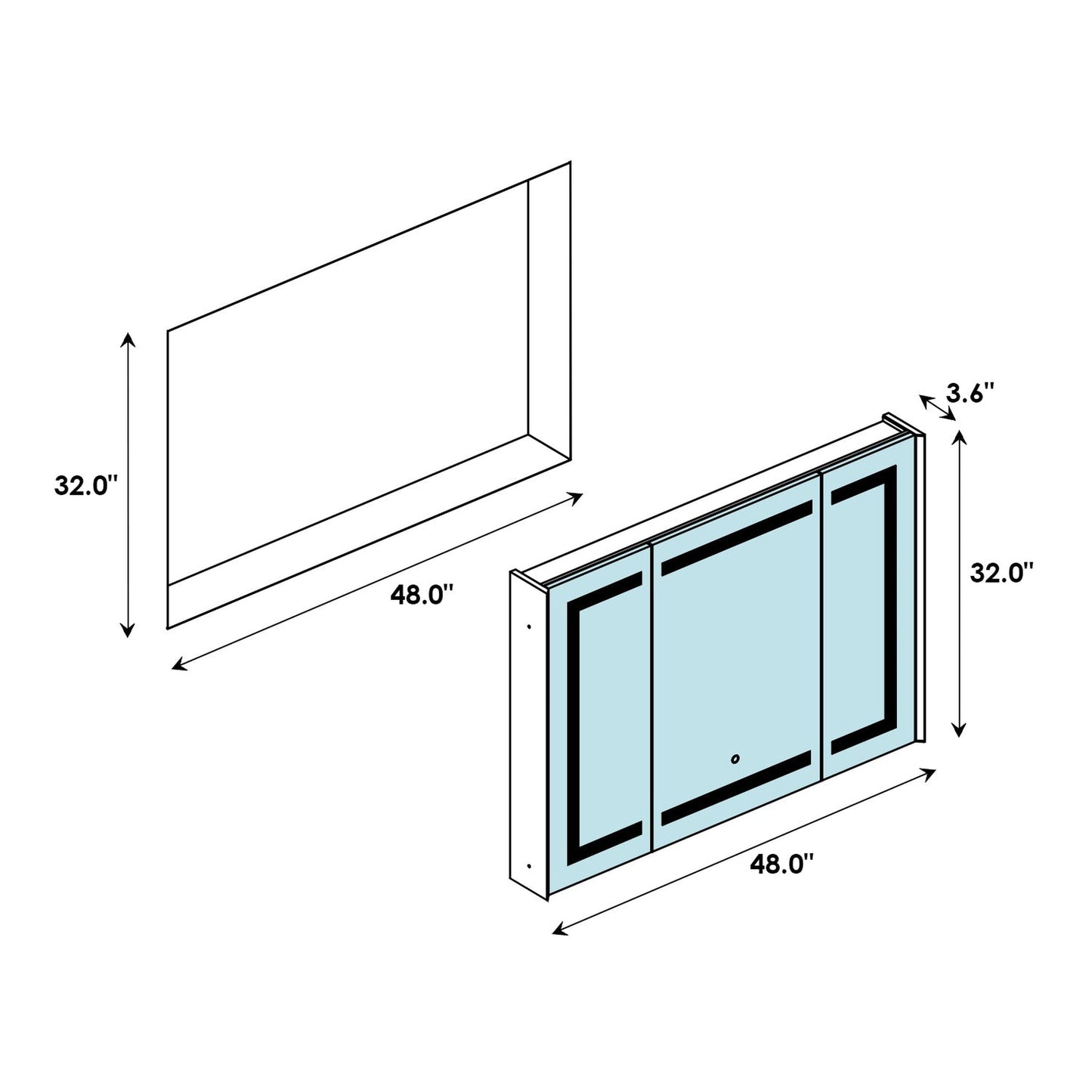 Altair Bojano 48" Rectangle Surface-Mount/Recessed LED Medicine Cabinet
