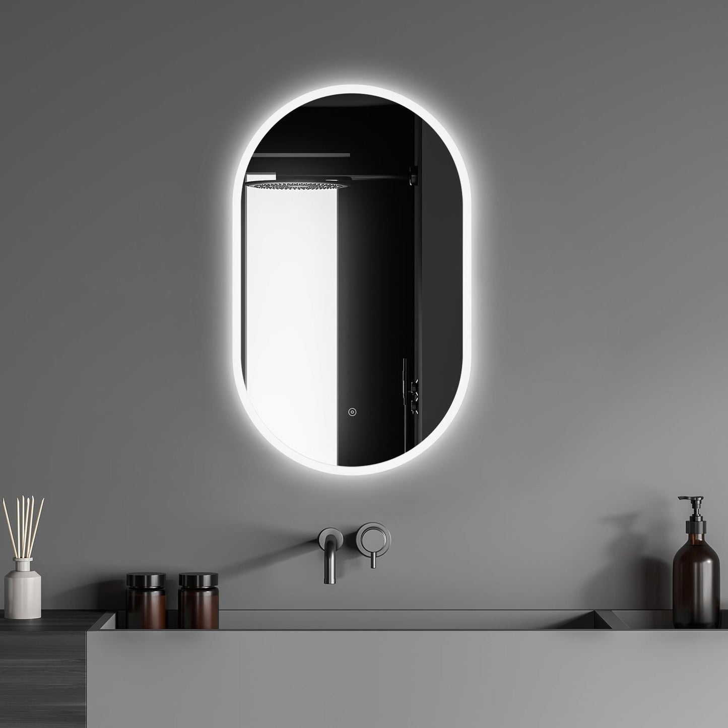 Altair Borgo 22" x 36" Oval Wall-Mounted LED Mirror