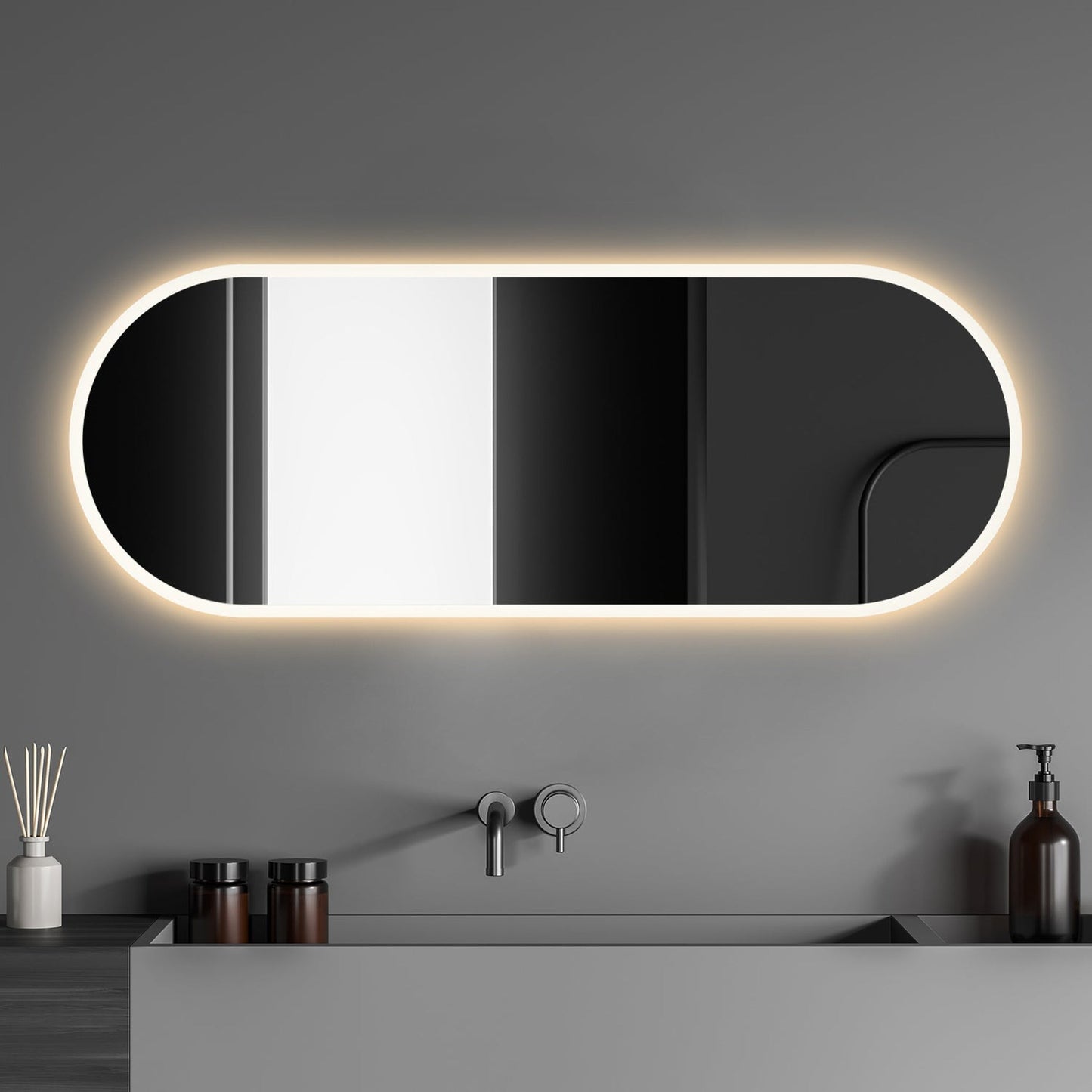 Altair Borgo 22" x 60" Oval Wall-Mounted LED Mirror