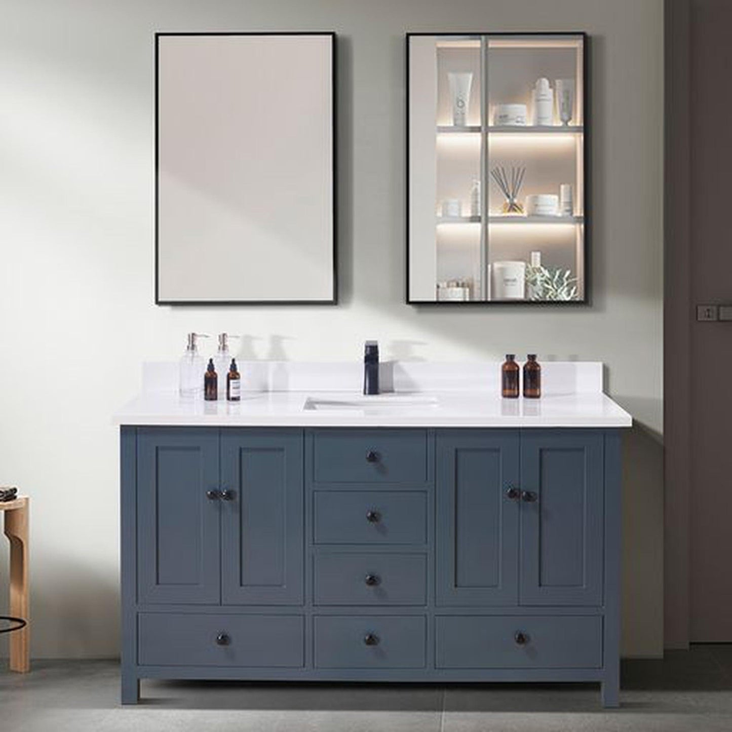 Altair Caorle 61" x 22" Snow White Composite Stone Bathroom Vanity Top With Single White SInk