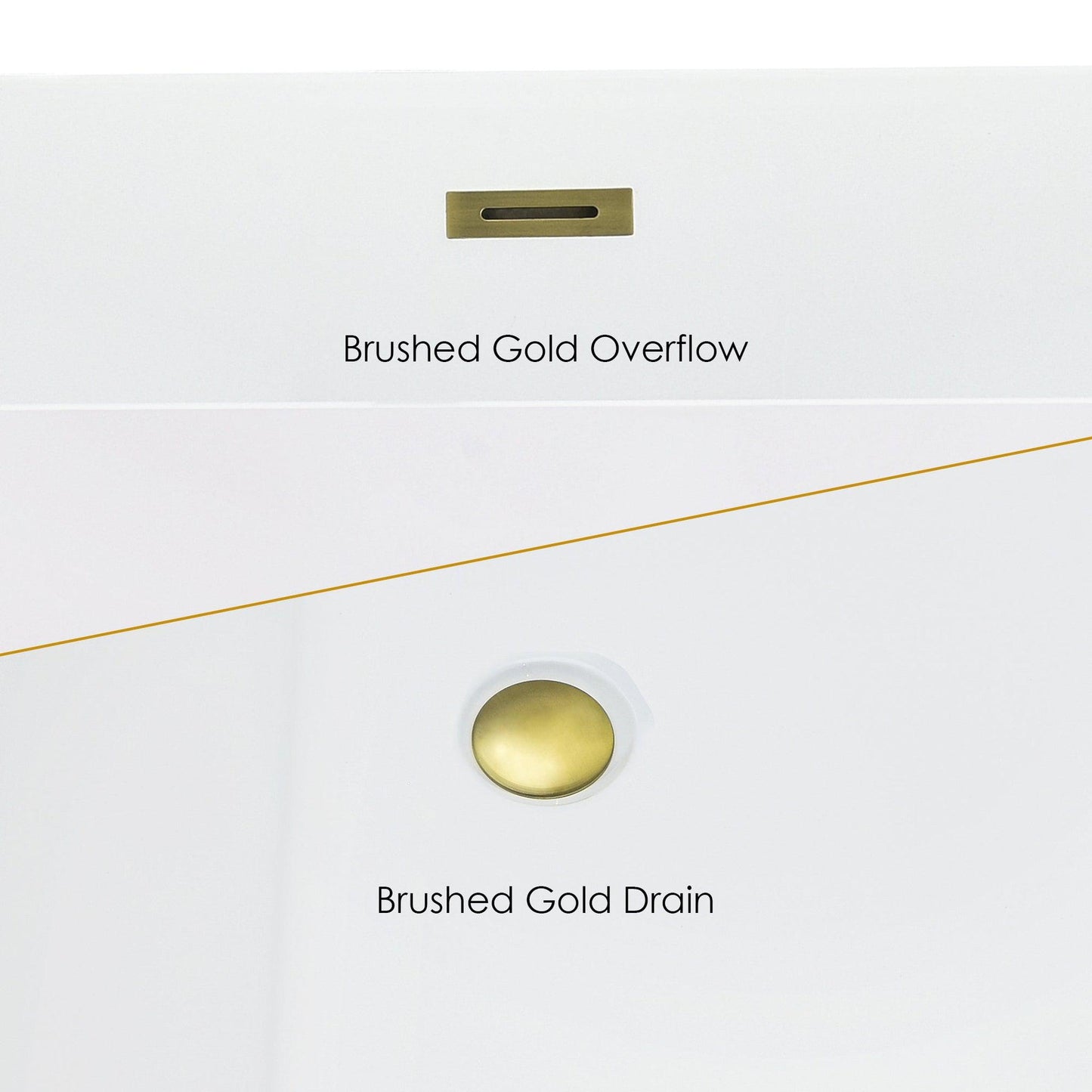 Altair Carani 65" x 28" White Acrylic Freestanding Bathtub With Brushed Gold Drain and Overflow