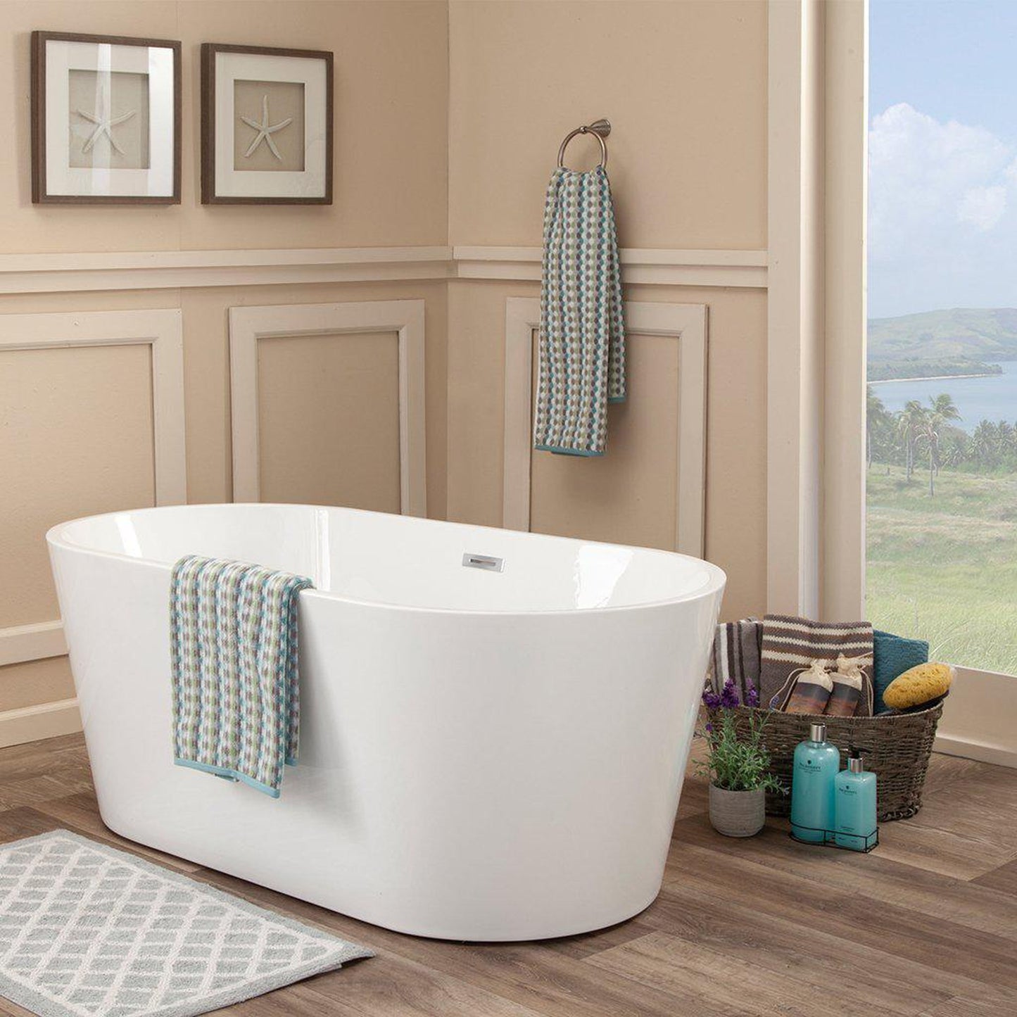 Altair Cielo 67" x 32" White Acrylic Freestanding Bathtub