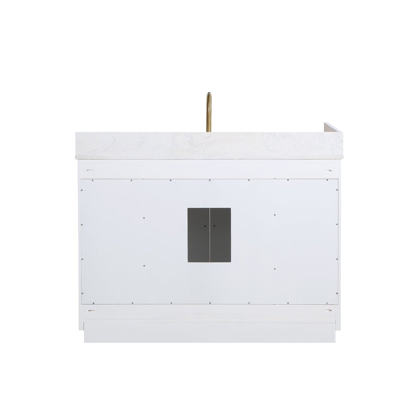 Altair Gavino 48" White Freestanding Single Bathroom Vanity Set With Grain White Composite Stone Top, Single Rectangular Undermount Ceramic Sink, Overflow, Sidesplash, and Backsplash