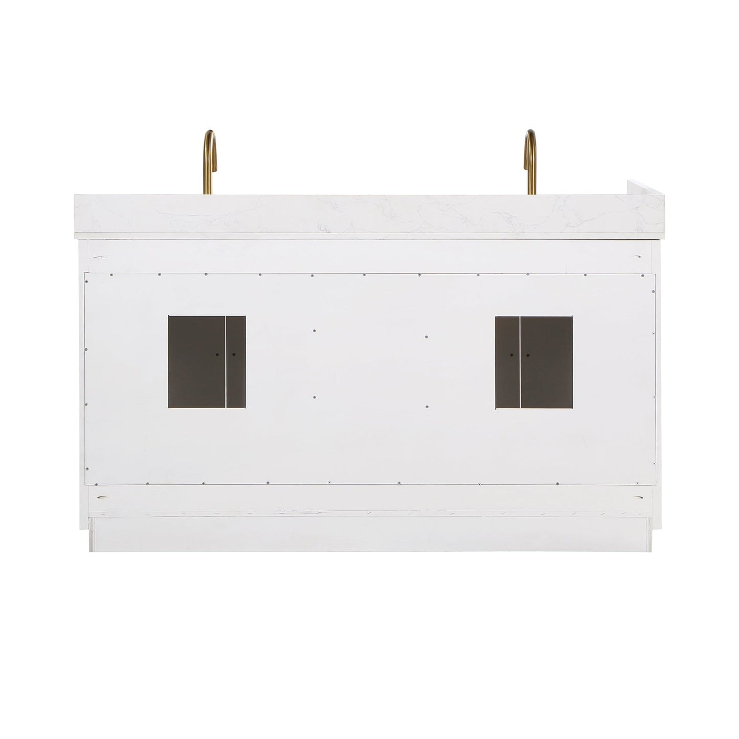 Altair Gavino 60" White Freestanding Double Bathroom Vanity Set With Mirror, Grain White Composite Stone Top, Single Rectangular Undermount Ceramic Sink, Overflow, Sidesplash, and Backsplash