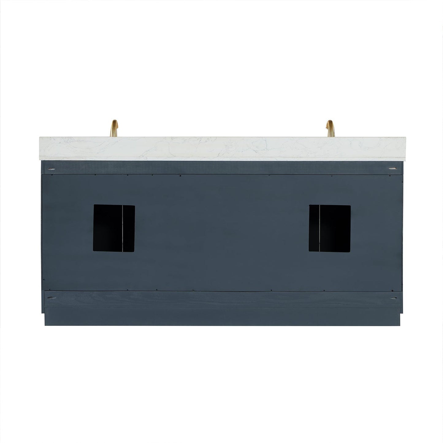 Altair Gazsi 72" Classic Blue Freestanding Double Bathroom Vanity Set With Elegant Composite Grain White Stone Top, Two Rectangular Undermount Ceramic Sinks, Overflow, and Backsplash