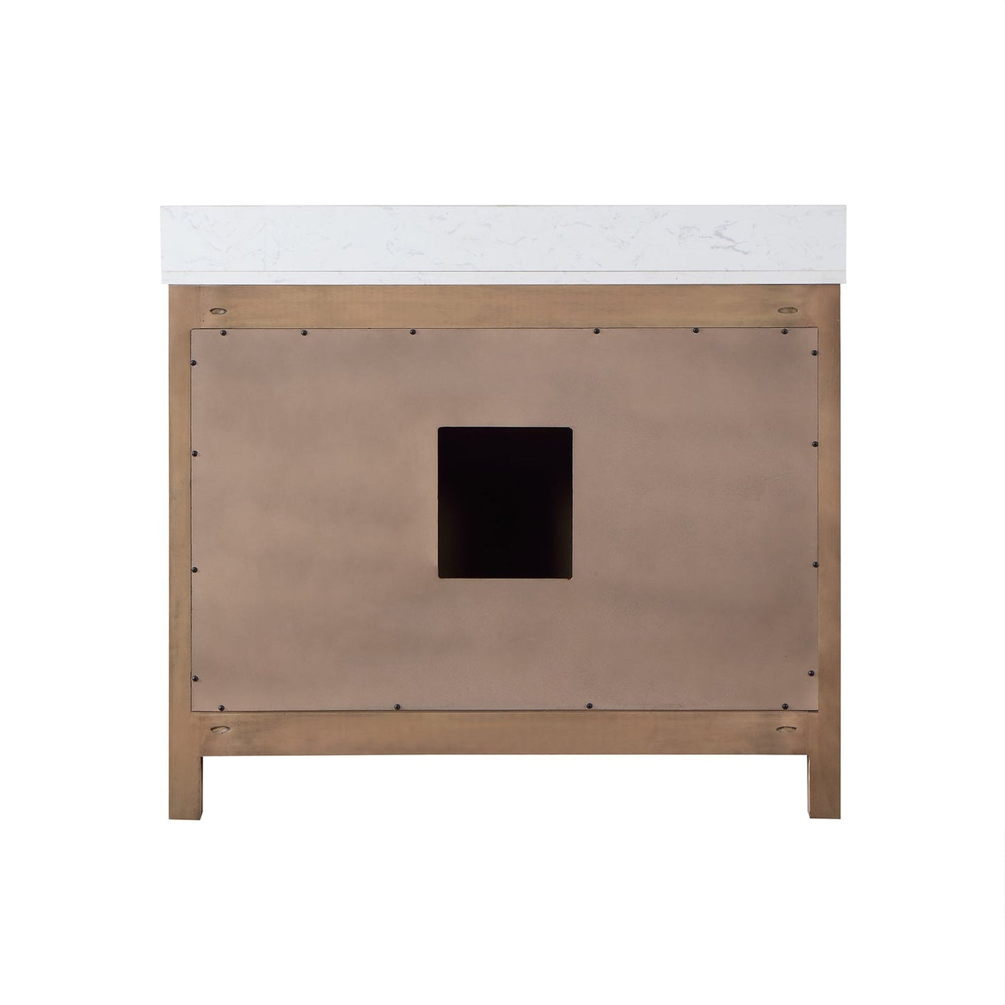 Altair Hadiya 42" Single Brown Pine Freestanding Bathroom Vanity Set With Elegant Aosta White Composite Stone Top, Rectangular Undermount Ceramic Sink, Overflow, and Backsplash