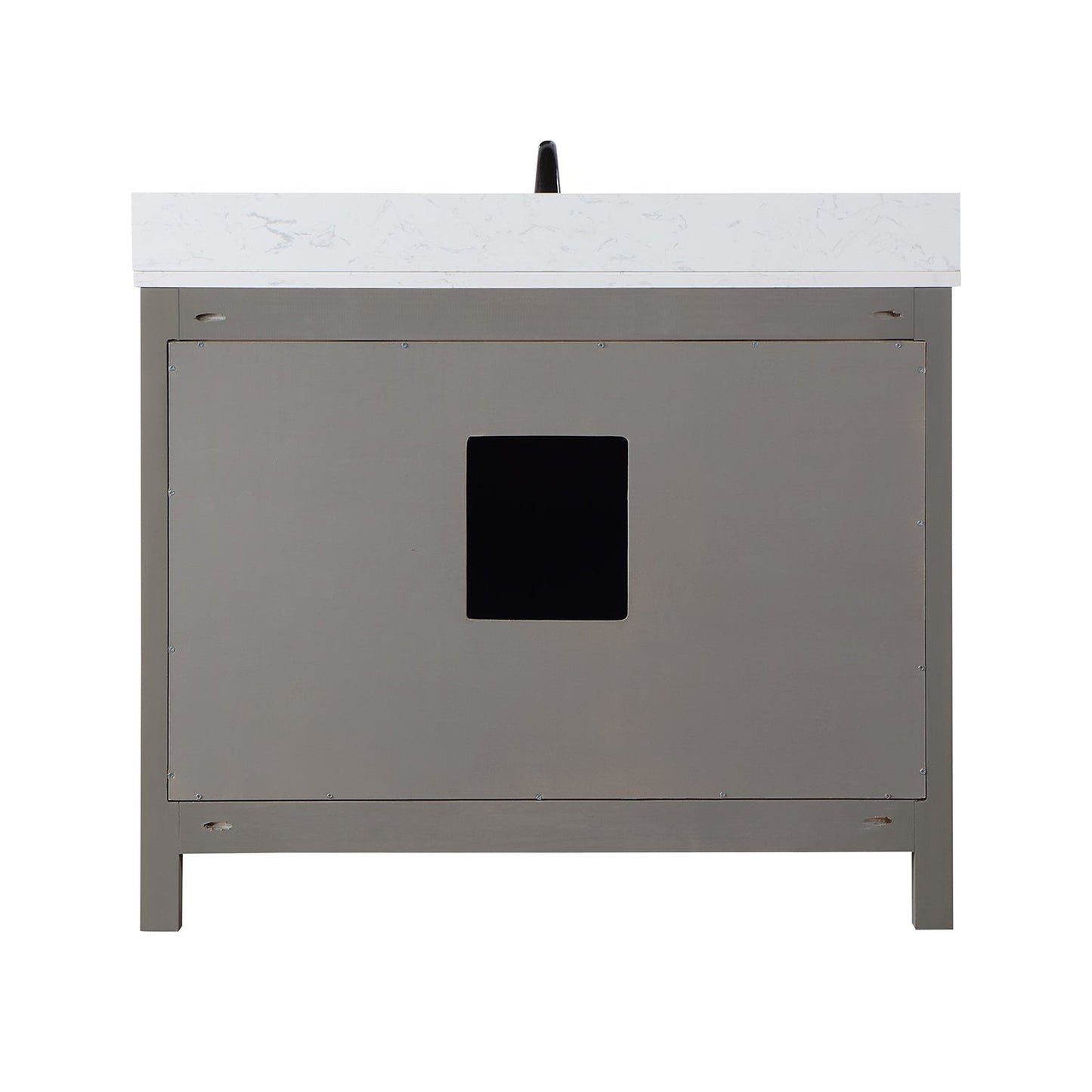 Altair Hadiya 42" Single Gray Pine Freestanding Bathroom Vanity Set With Elegant Aosta White Composite Stone Top, Rectangular Undermount Ceramic Sink, Overflow, and Backsplash
