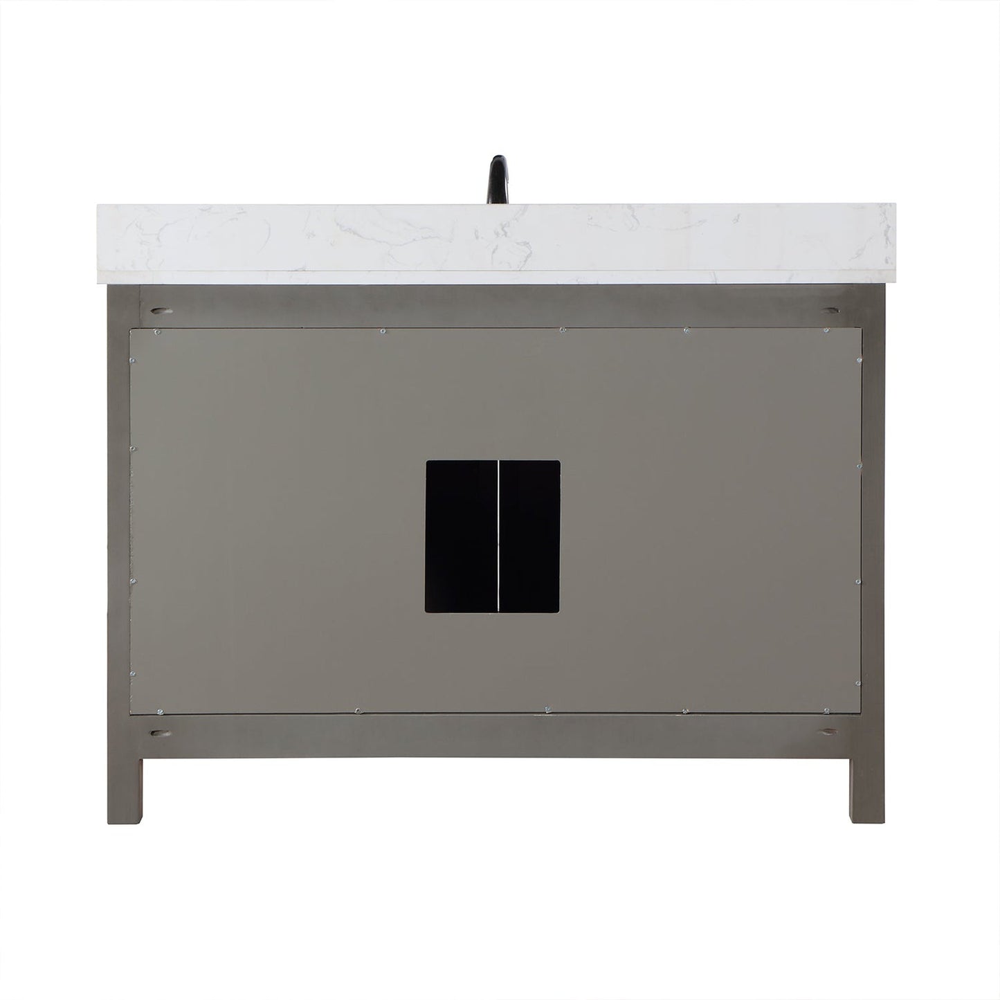 Altair Hadiya 48" Single Gray Pine Freestanding Bathroom Vanity Set With Elegant Aosta White Composite Stone Top, Rectangular Undermount Ceramic Sink, Overflow, and Backsplash