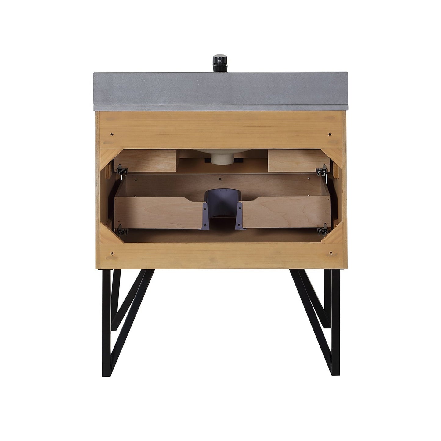 Altair Helios 30" Weathered Pine Freestanding Single Bathroom Vanity Set With Concrete Gray Composite Stone Top, Single Rectangular Undermount Ceramic Sink, Overflow, and Backsplash