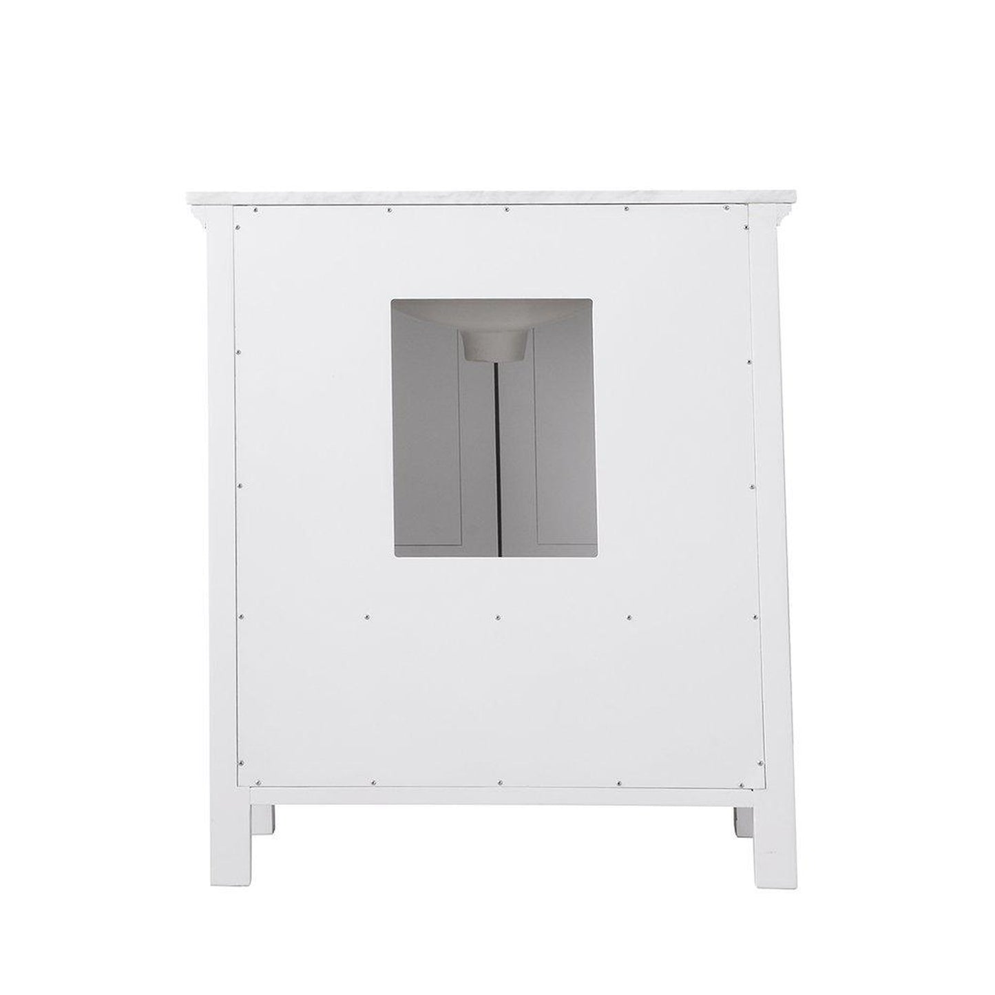 Altair Isla 30" Single White Freestanding Bathroom Vanity Set With Natural Carrara White Marble Top, Rectangular Undermount Ceramic Sink, and Overflow