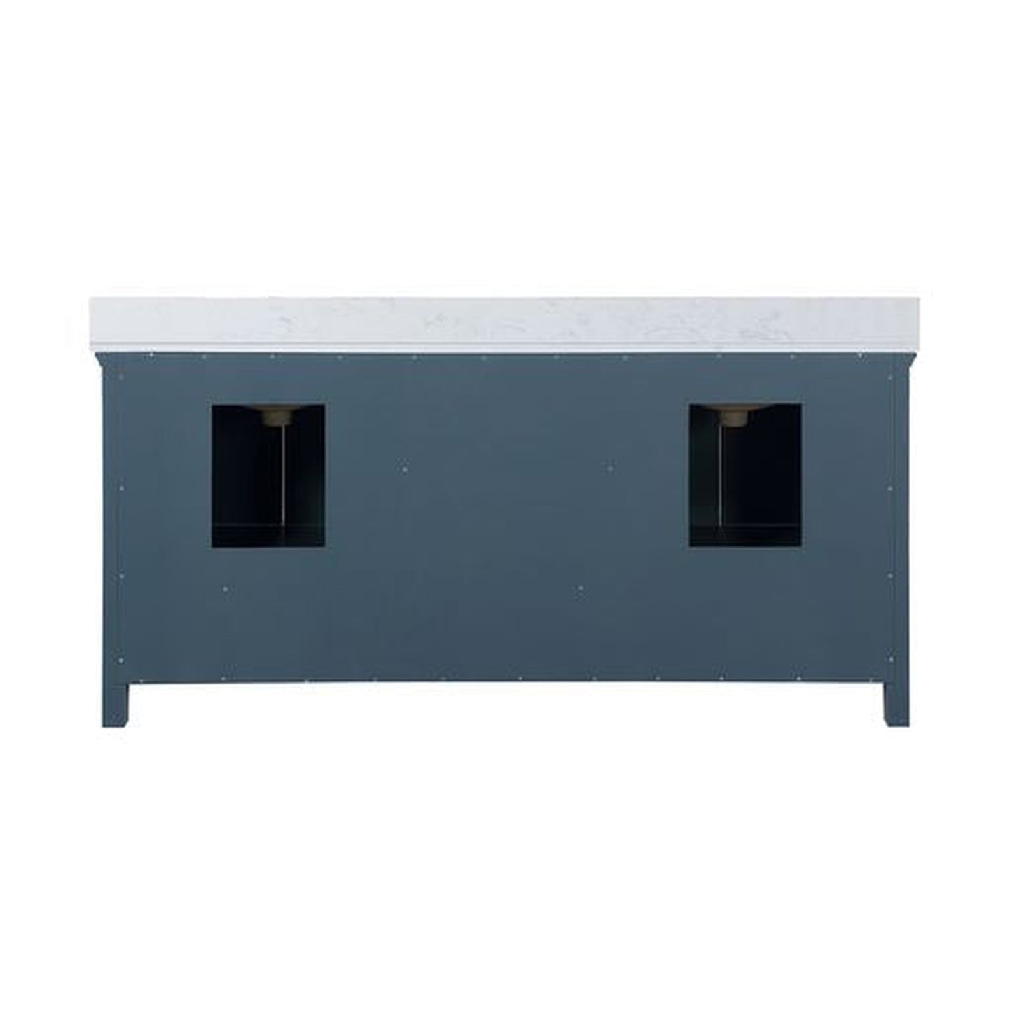 Altair Isla 72" Double Classic Blue Freestanding Bathroom Vanity Set With Aosta White Composite Stone Top, Two Rectangular Undermount Ceramic Sinks, and Overflow