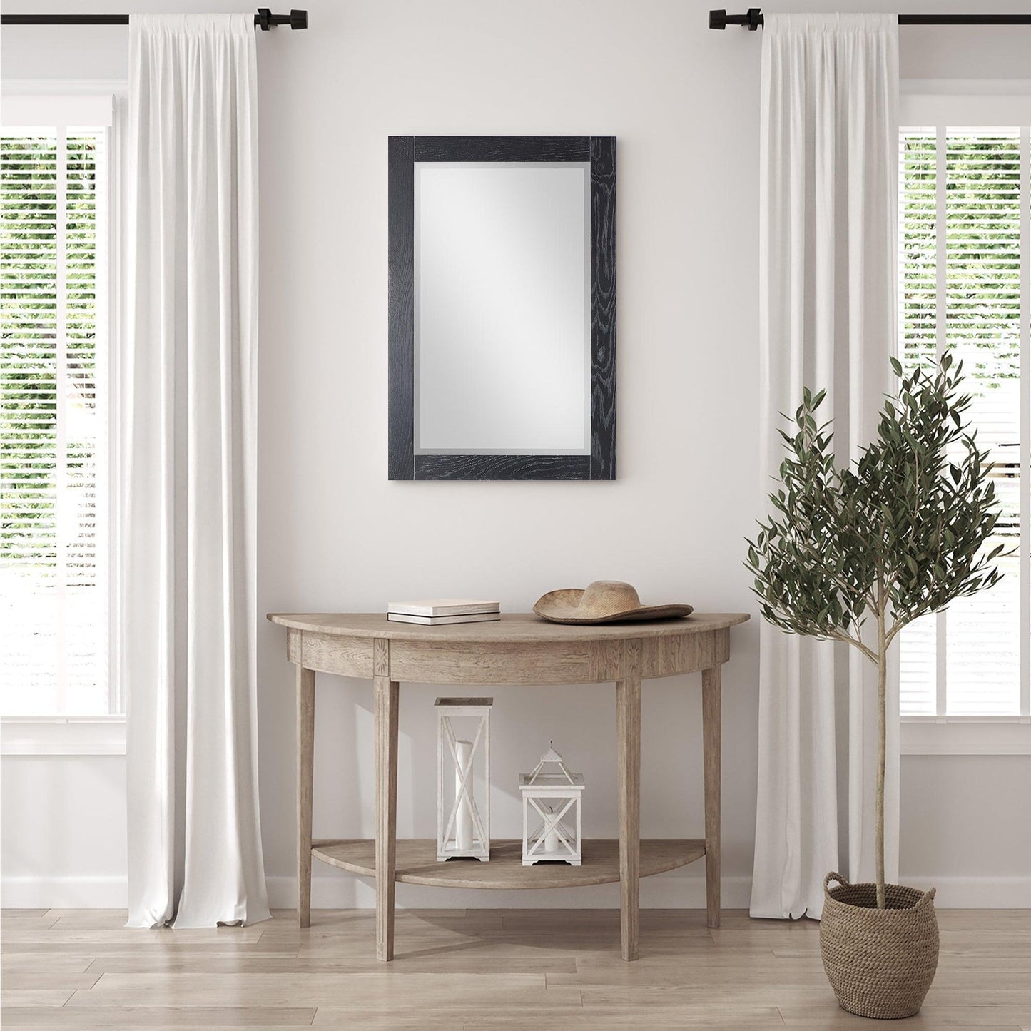 Altair Ivy 24" x 36" Rectangle Black Oak Wood Framed Wall-Mounted Mirror
