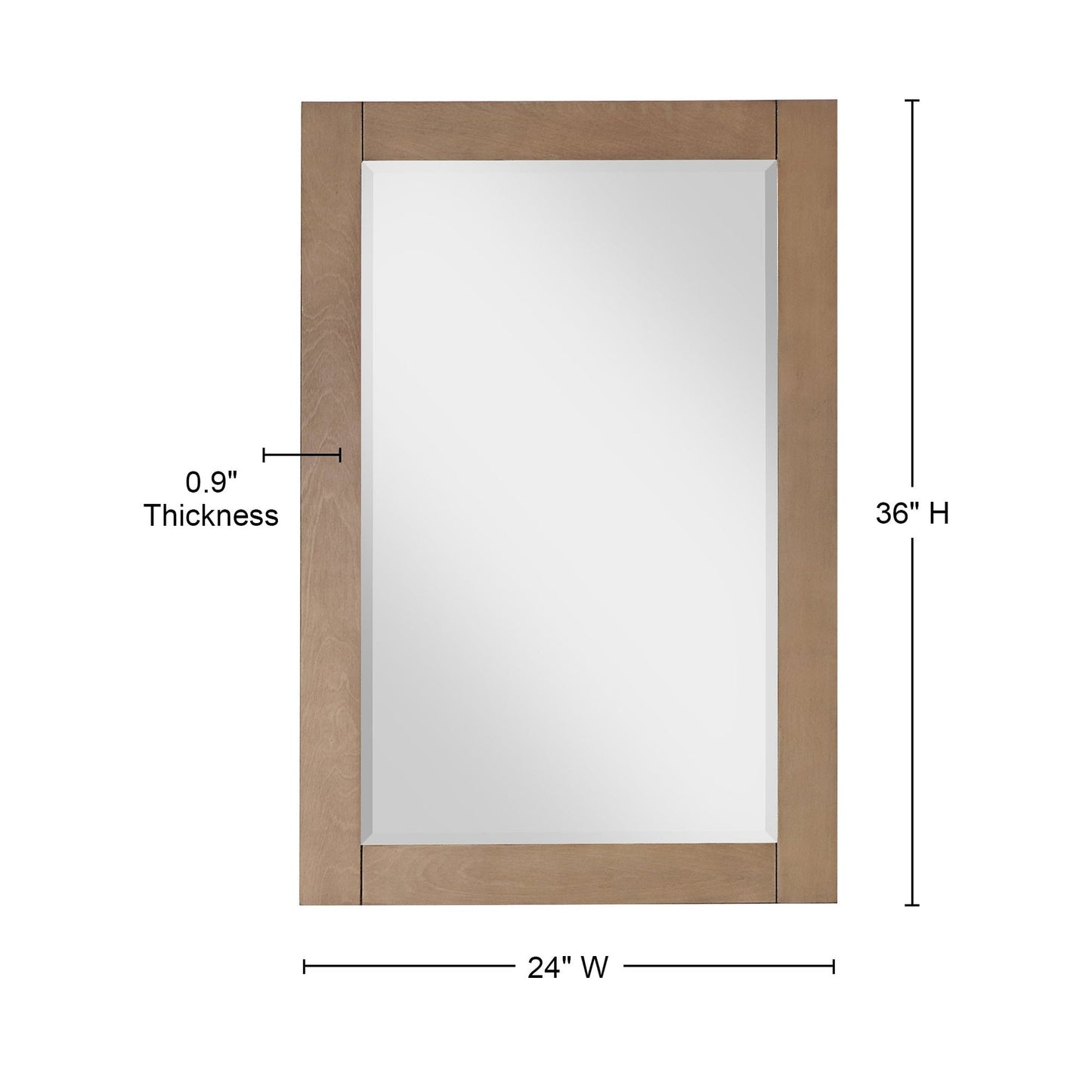 Altair Ivy 24" x 36" Rectangle Brown Pine Wood Framed Wall-Mounted Mirror