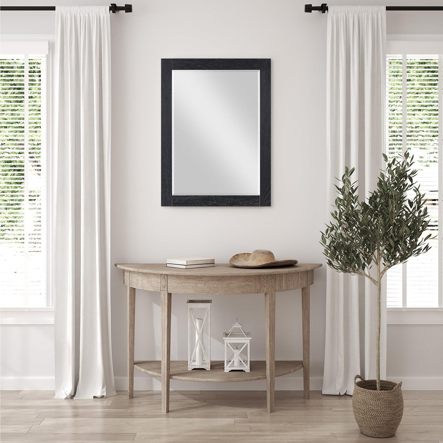 Altair Ivy 27" x 36" Rectangle Black Oak Wood Framed Wall-Mounted Mirror