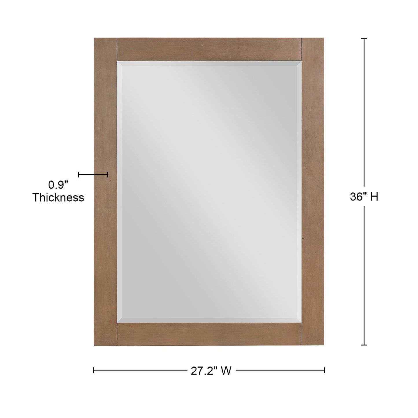 Altair Ivy 27" x 36" Rectangle Brown Pine Wood Framed Wall-Mounted Mirror