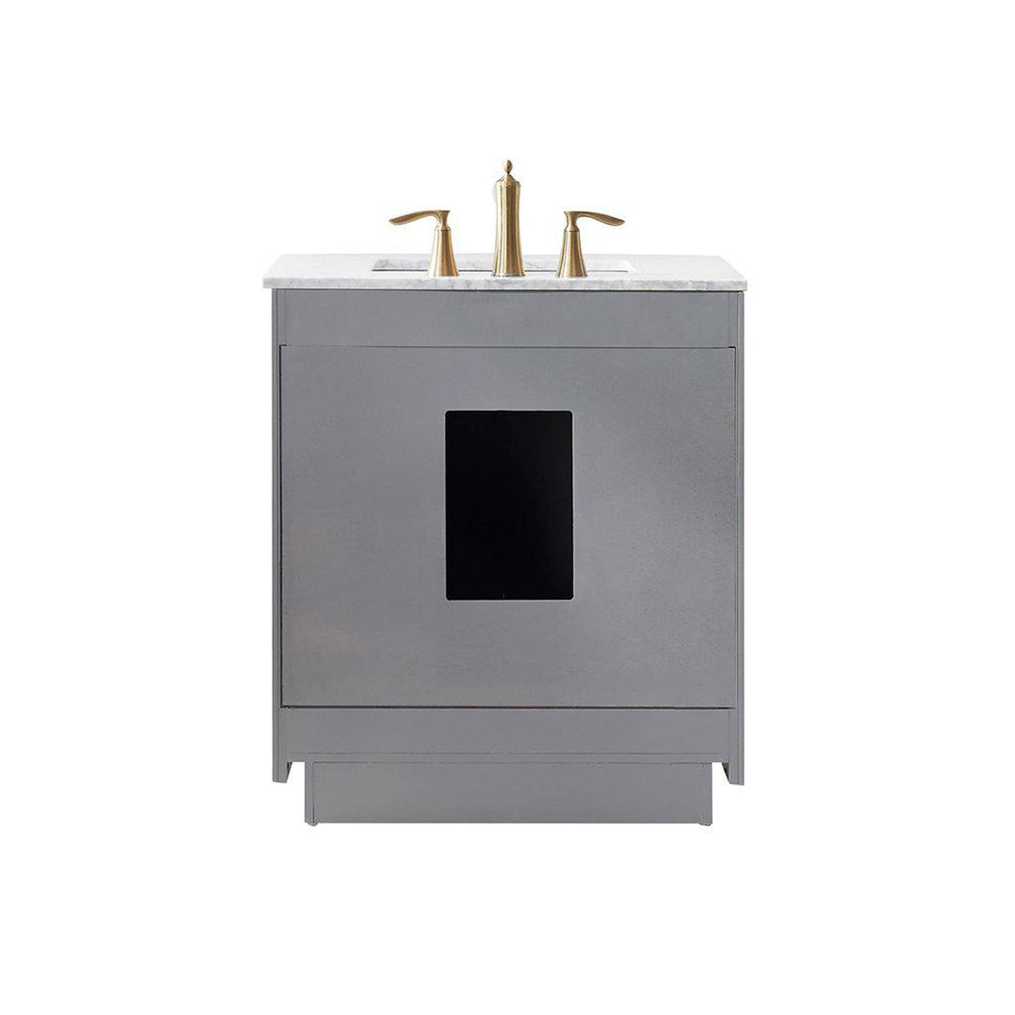 Altair Ivy 30" Single Gray Freestanding Bathroom Vanity Set With Natural Carrara White Marble Top, Rectangular Undermount Ceramic Sink, and Overflow