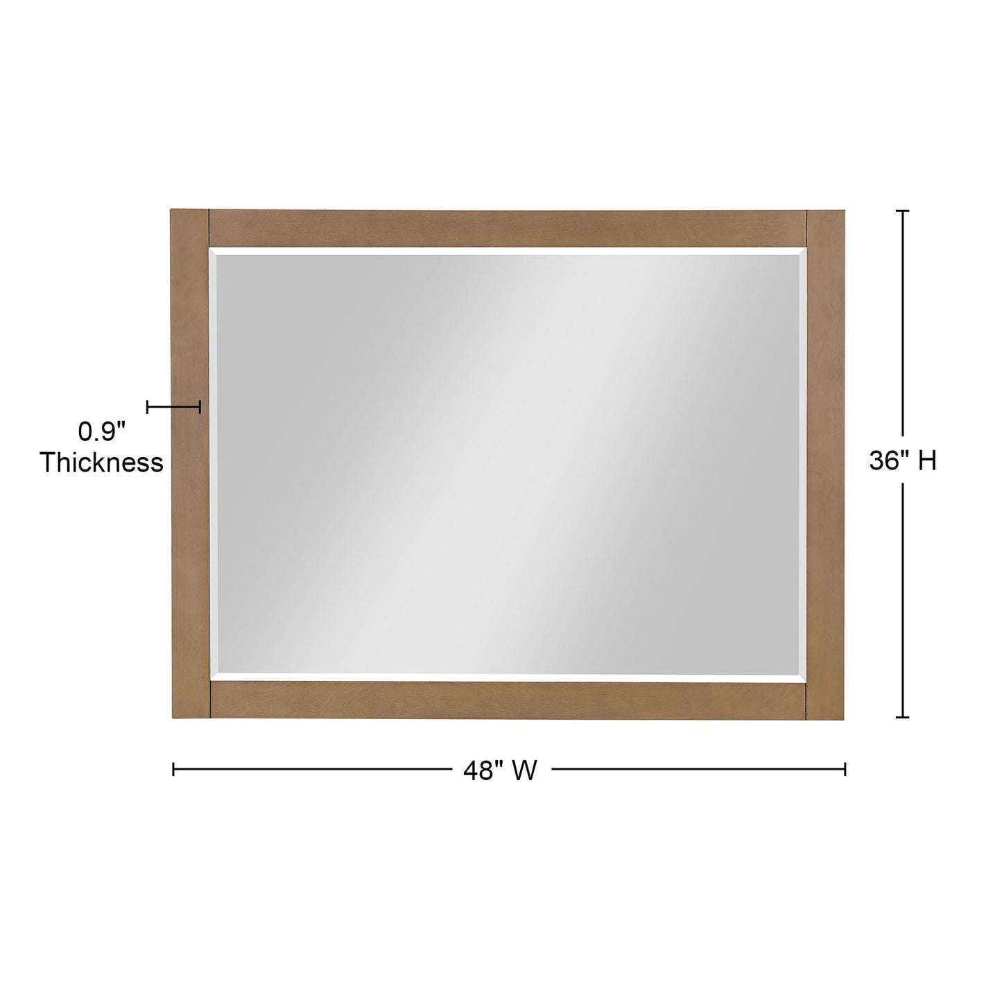 Altair Ivy 48" x 36" Rectangle Brown Pine Wood Framed Wall-Mounted Mirror