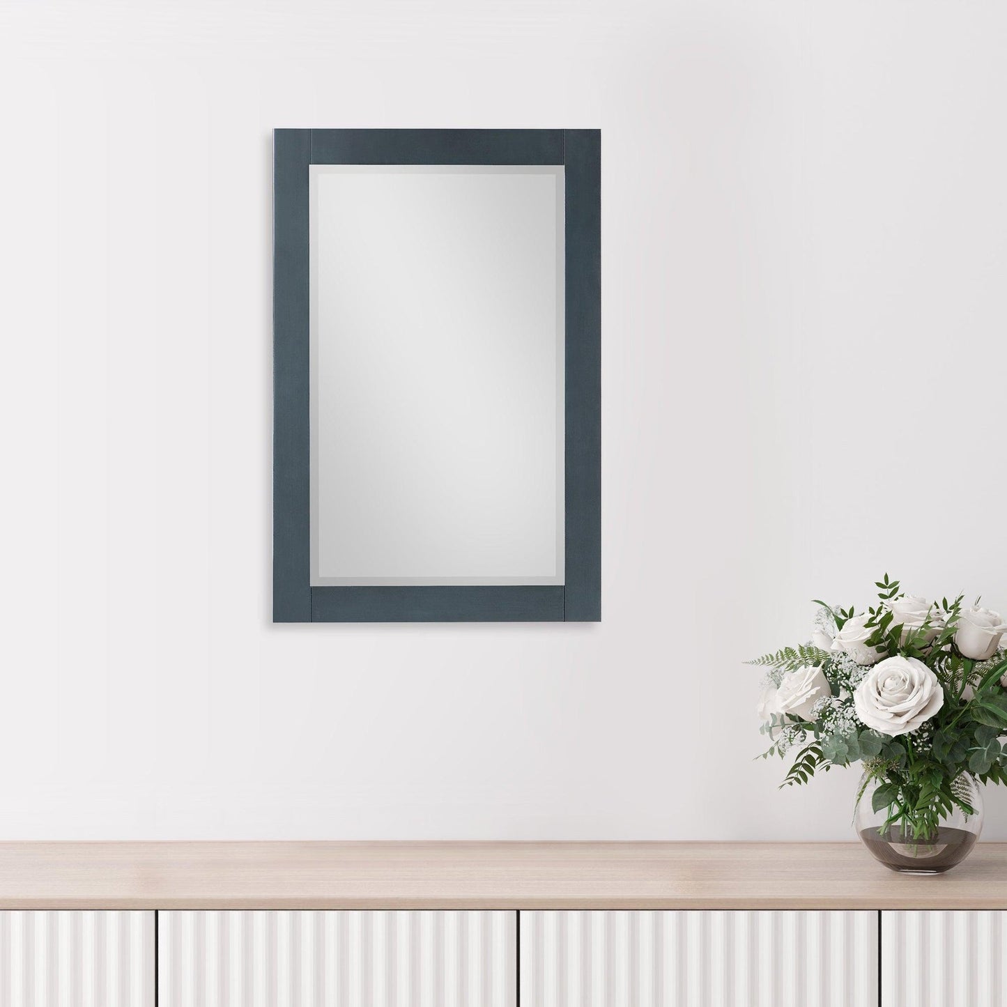 Altair Maribella 24" x 36" Rectangle Classical Blue Wood Framed Wall-Mounted Mirror