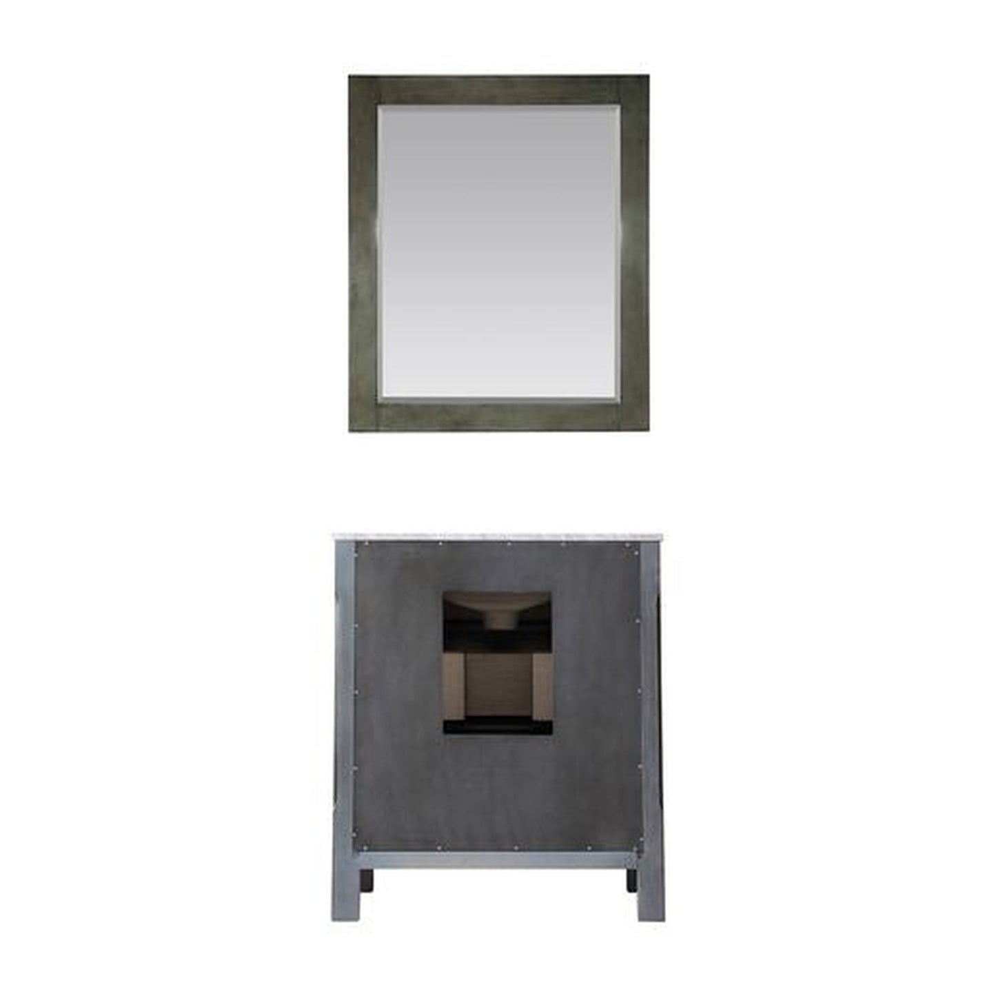 Altair Maribella 30" Single Rust Black Freestanding Bathroom Vanity Set With Mirror, Natural Carrara White Marble Top, Rectangular Undermount Ceramic Sink, and Overflow