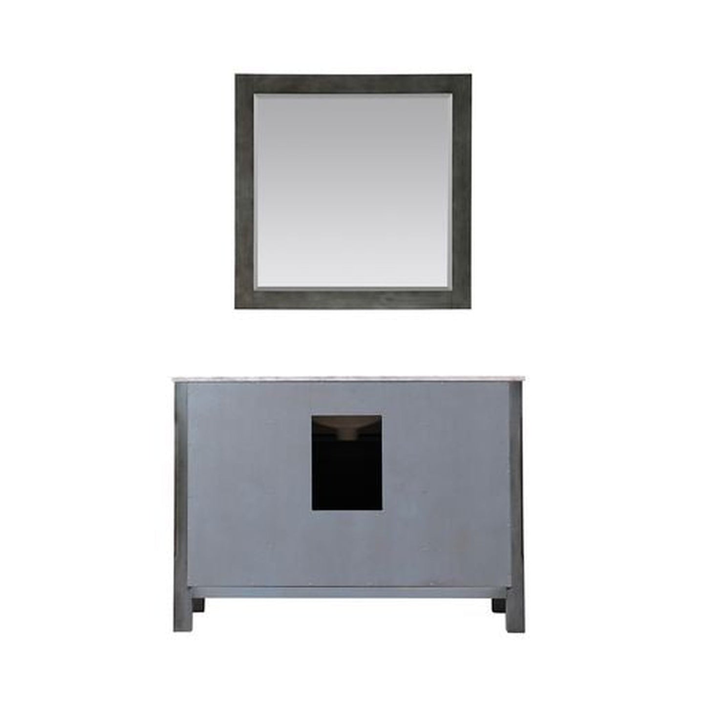 Altair Maribella 48" Single Rust Black Freestanding Bathroom Vanity Set With Mirror, Natural Carrara White Marble Top, Rectangular Undermount Ceramic Sink, and Overflow