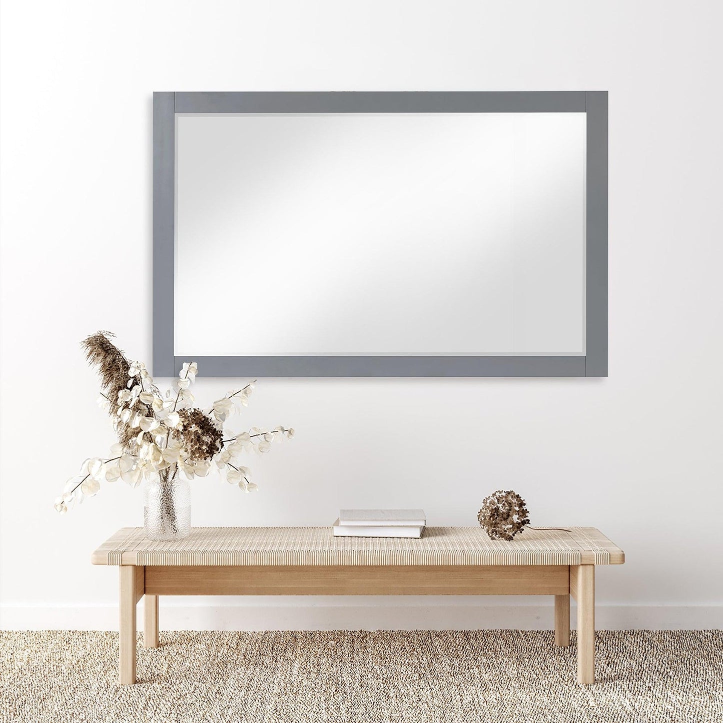 Altair Maribella 57" x 36" Rectangle Gray Wood Framed Wall-Mounted Mirror