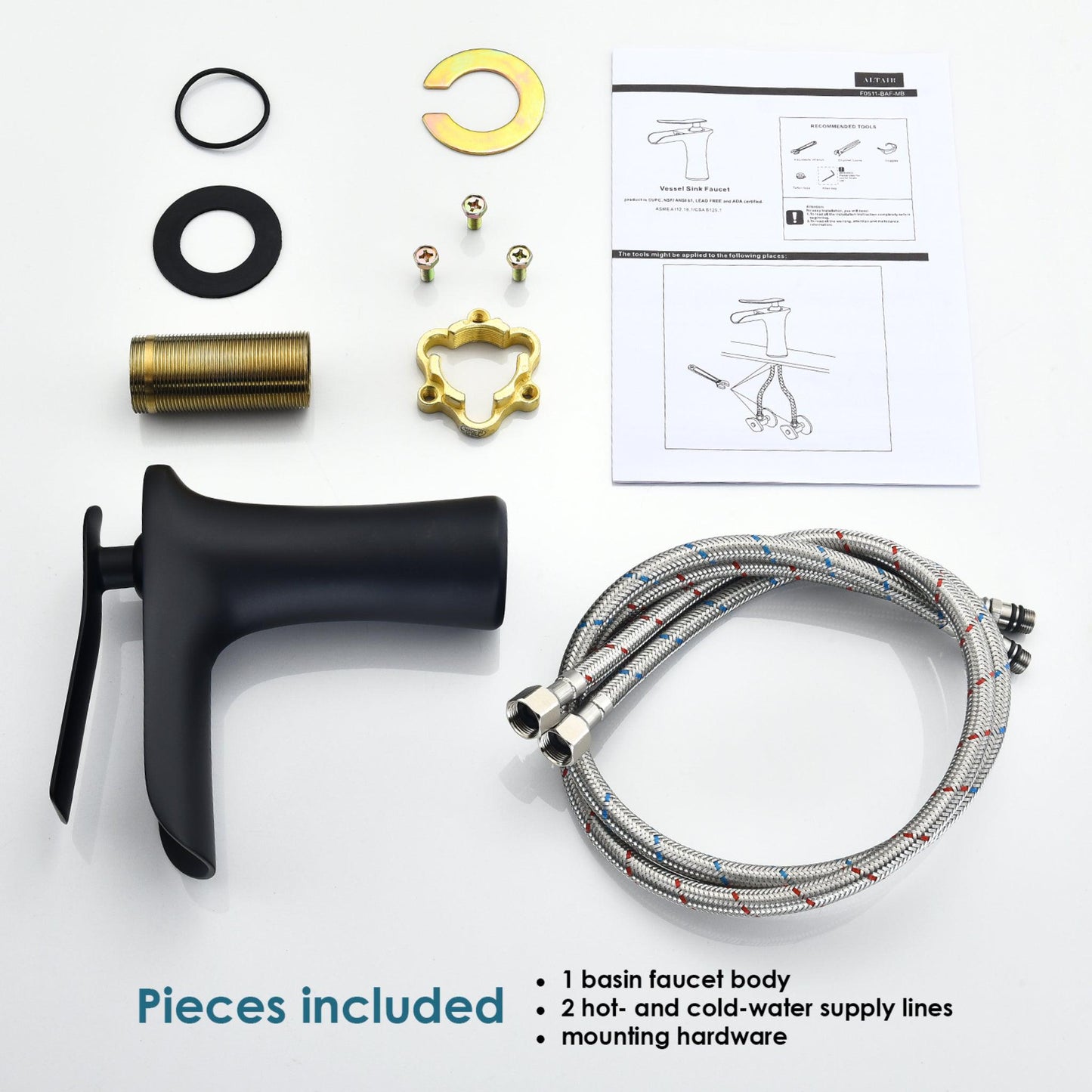 Altair Mayen Matte Black Single-Handle Waterfall Single-Hole Sink Faucet