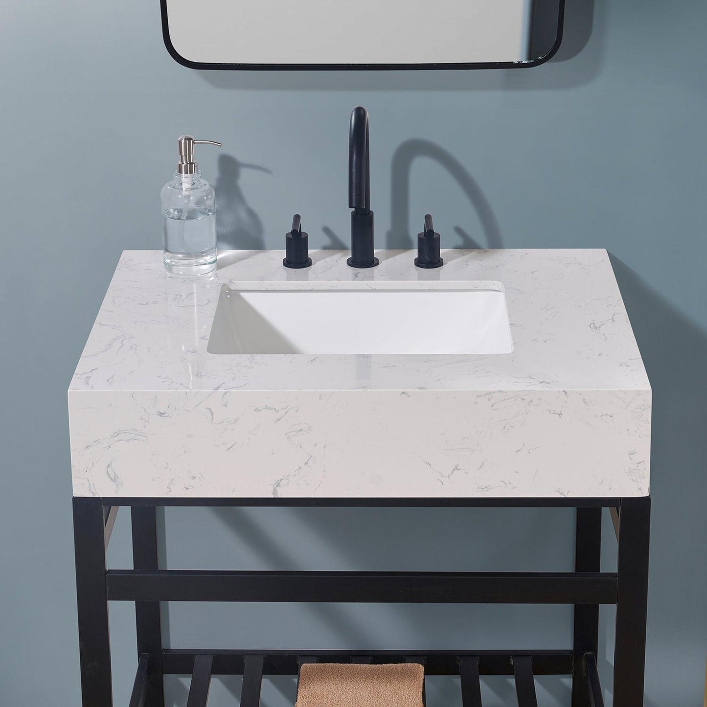 Altair Merano 30" x 22" Aosta White Apron Composite Stone Bathroom Vanity Top With White SInk